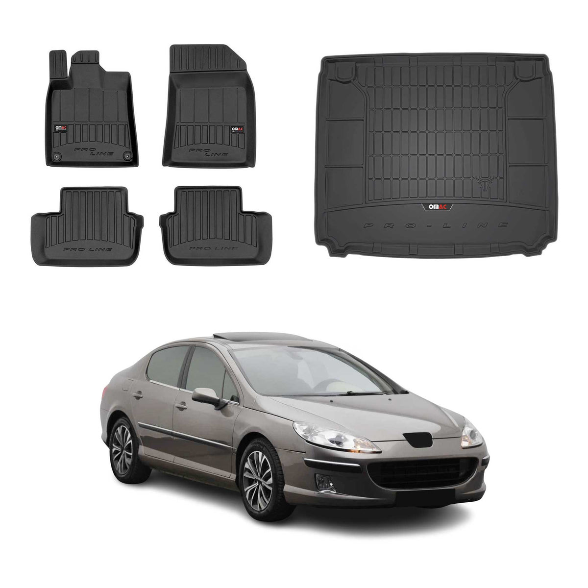 OMAC Kit Tapis de Sol et Coffre pour Peugeot 407 Berline 2004-2011