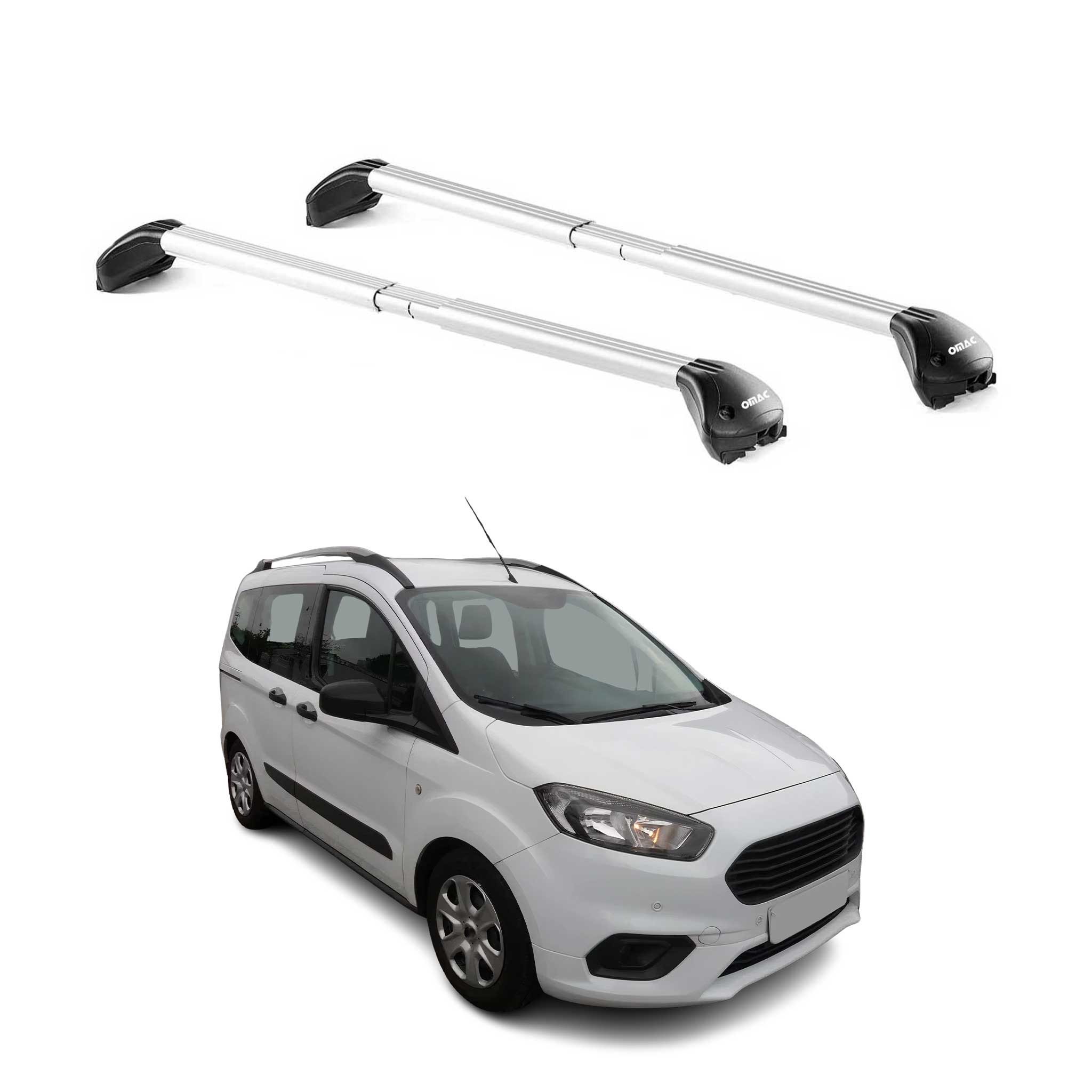 Barres de toit pour Ford Courier Tourneo 2013-2025 3-5P Gris Argenté 2x ABE