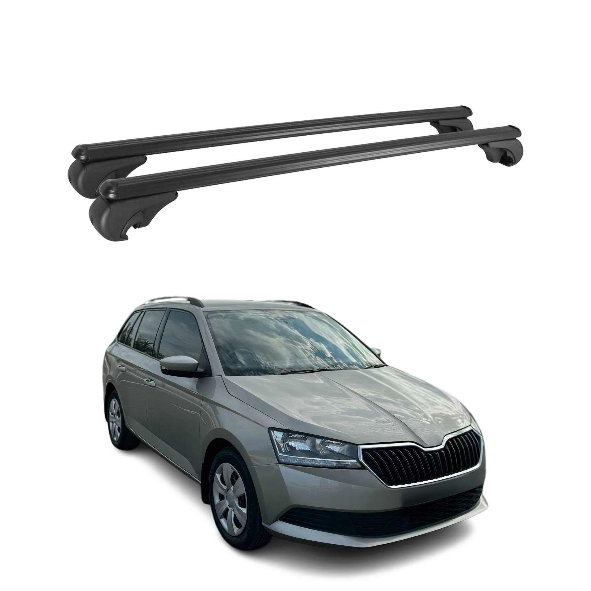 Barres de toit Transversales pour Skoda Fabia III Break 2014-2021 Aluminium Noir