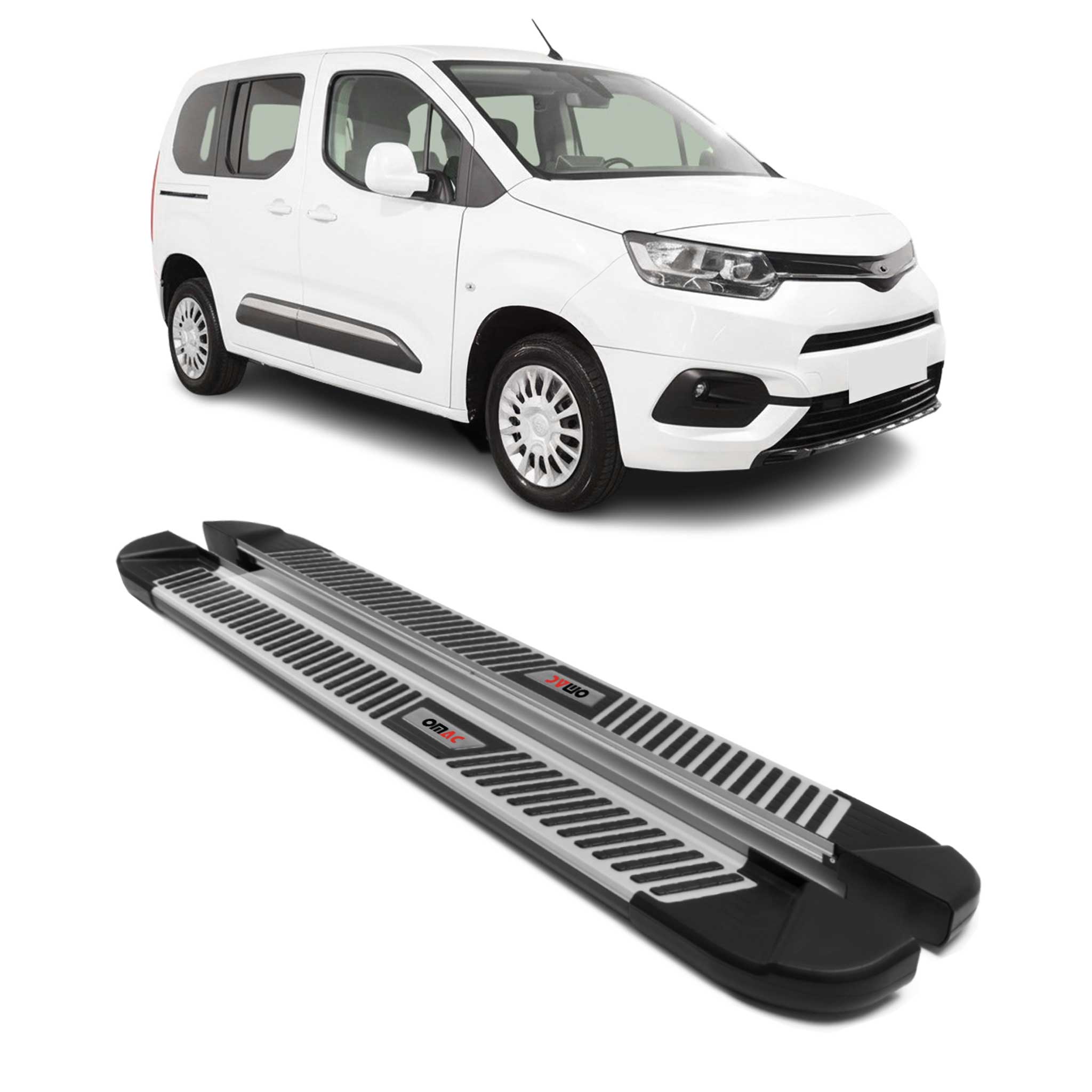 Marchepieds Latéraux pour Toyota Proace City 2019-2026 L1 Aluminium Noir Gris
