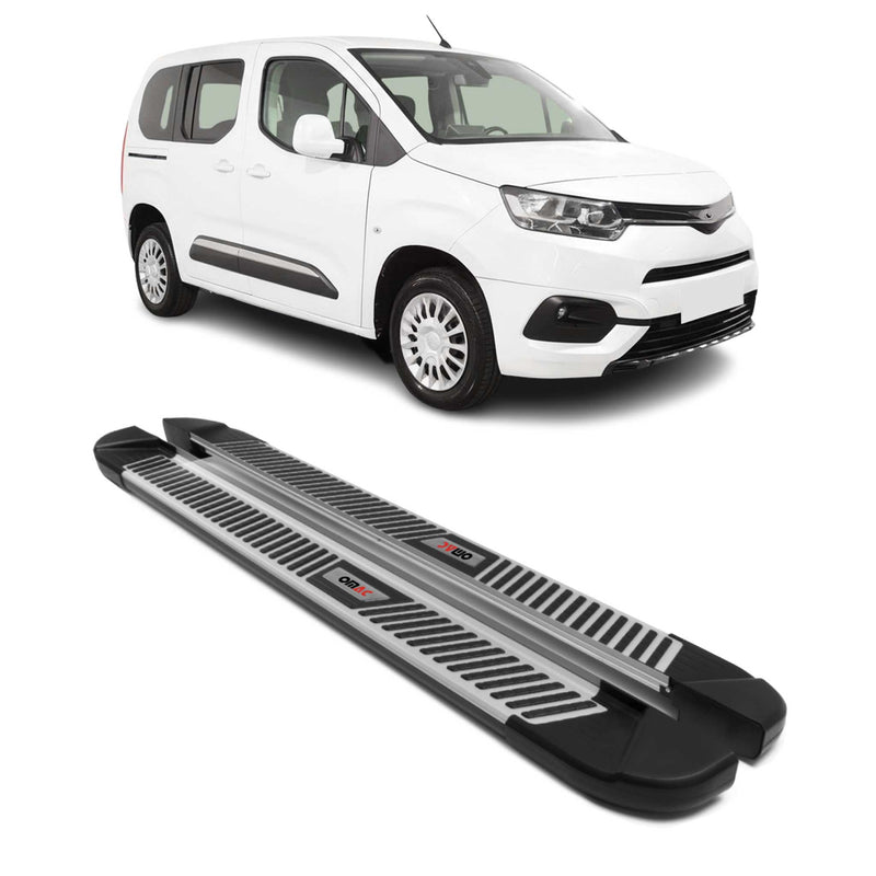 Marchepieds Latéraux pour Toyota ProaceCity 2019-25 Monospace Noir Gris L1 Court