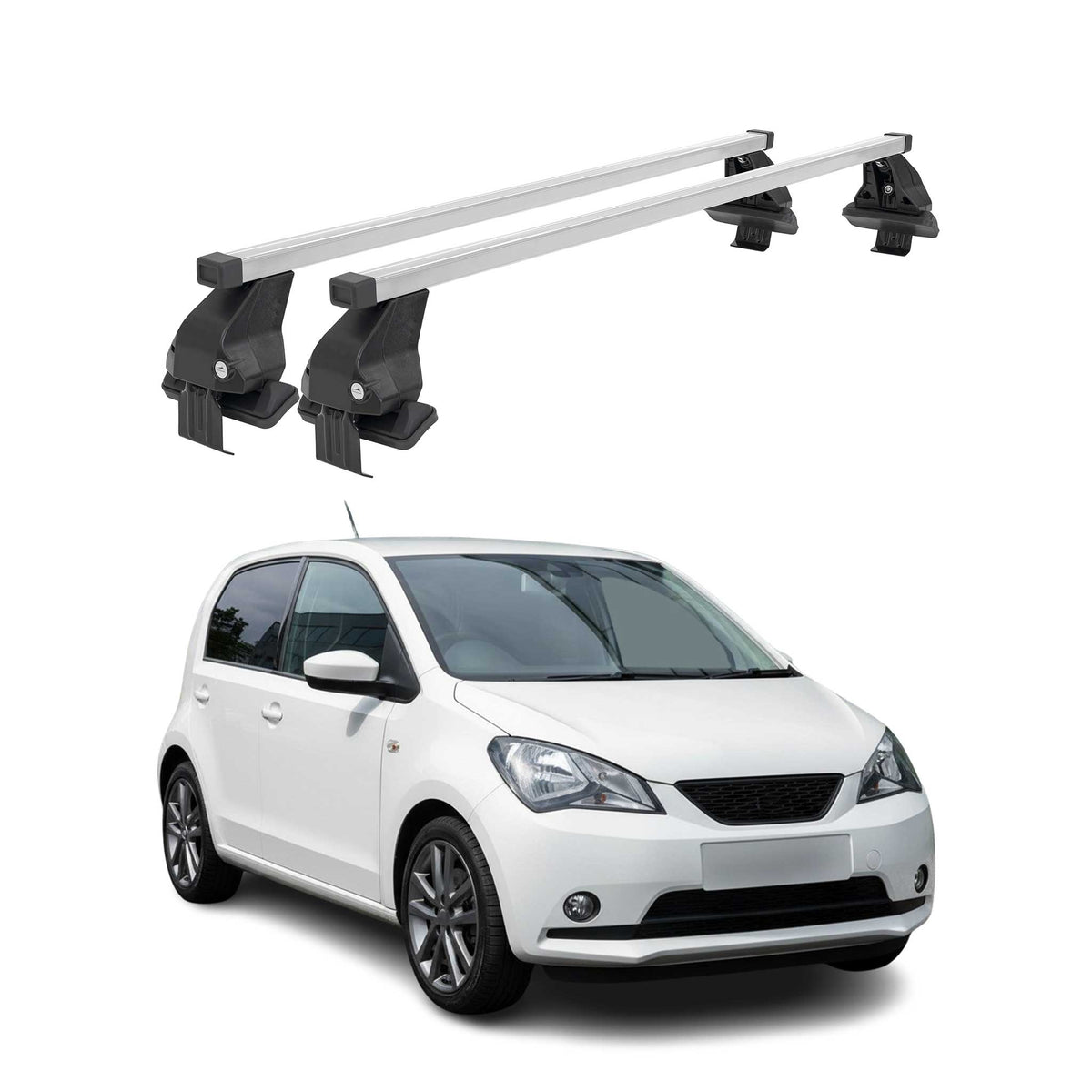 Barres de toit transversales pour Seat Mii 2012-2021 Acier Gris