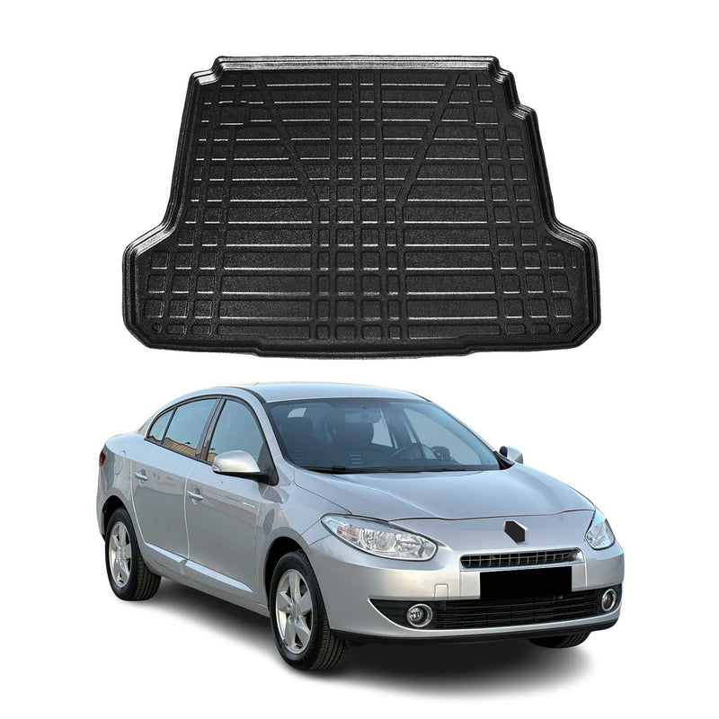 Tapis de Coffre pour Renault Fluence 2010-2021 Berline en TPE Noir