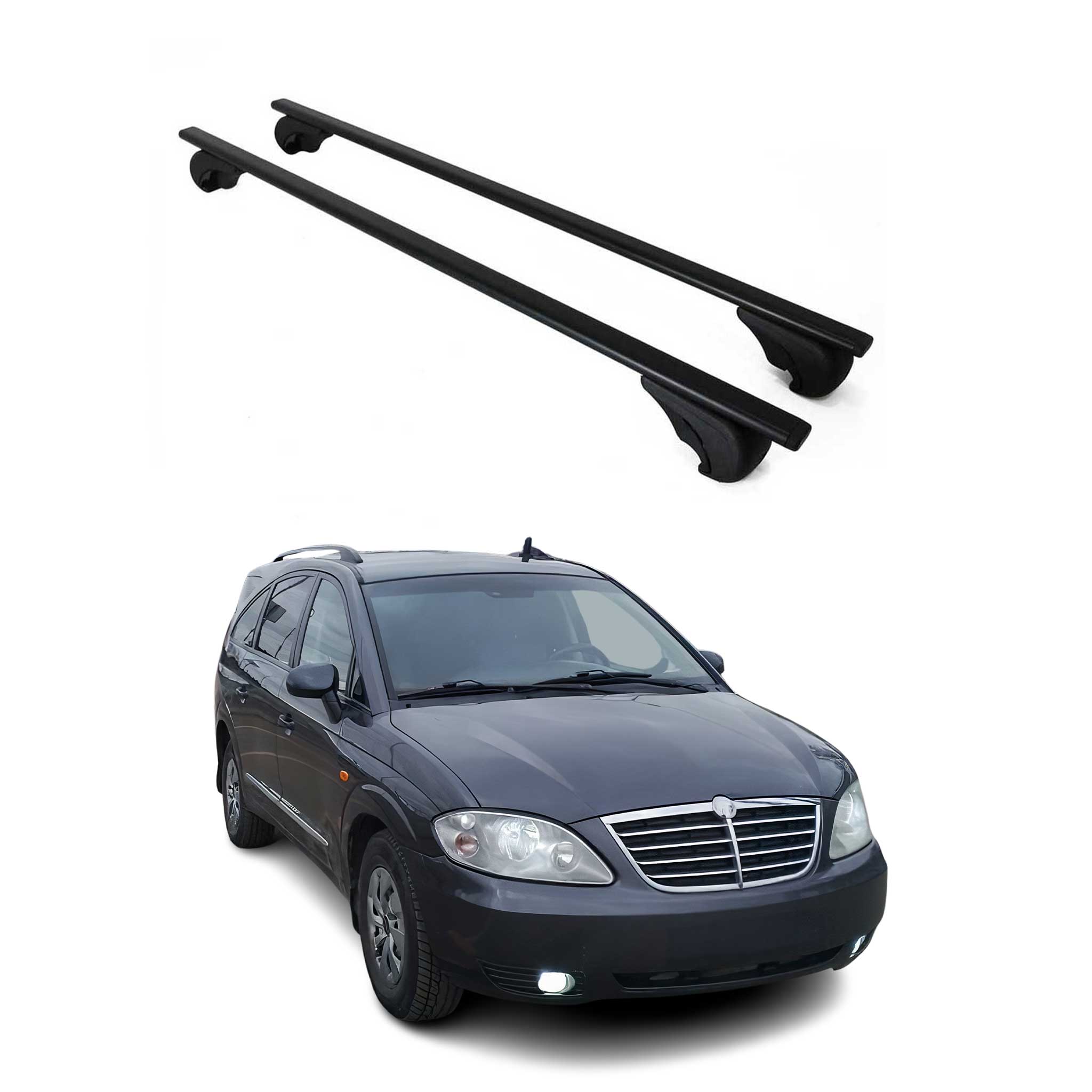 Barres de toit Transversales pour Ssangyong Rodius 2004-2012 Fer Noir