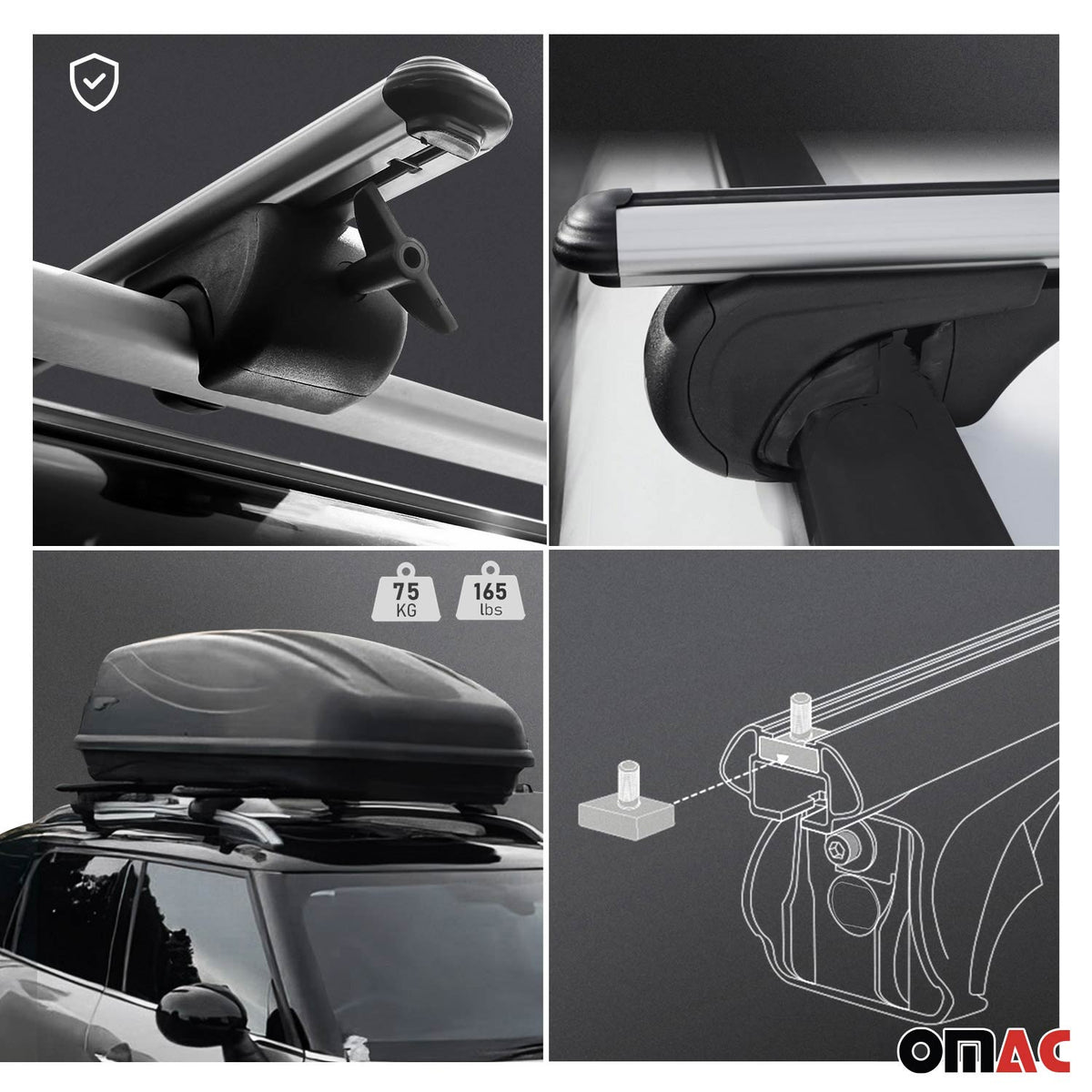 Barres de toit Transversales pour Suzuki Vitara II 1999-2005 TÜV Alu Gris 2Pcs