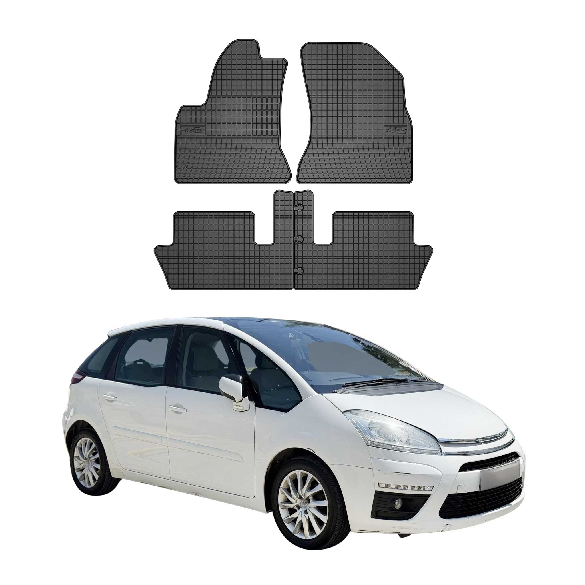 OMAC Tapis de sol pour Citroen C4 Picasso Grand Picasso 2006-13 Noir caoutchouc