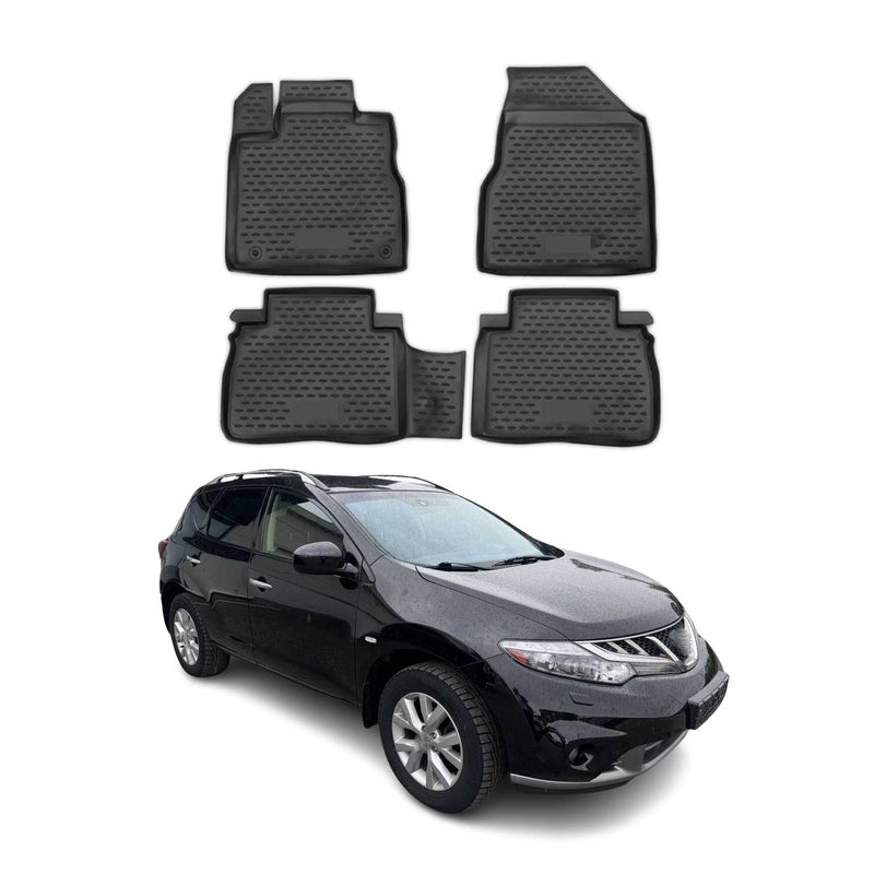 Tapis de sol pour Nissan Murano 2009-2014 en caoutchouc TPE 3D Noir 4Pcs