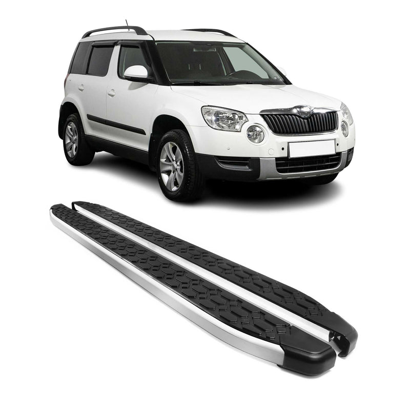 Marchepieds Latéraux pédale pour Skoda Yeti 2009-2017 Gris Noir Aluminium 2Pcs