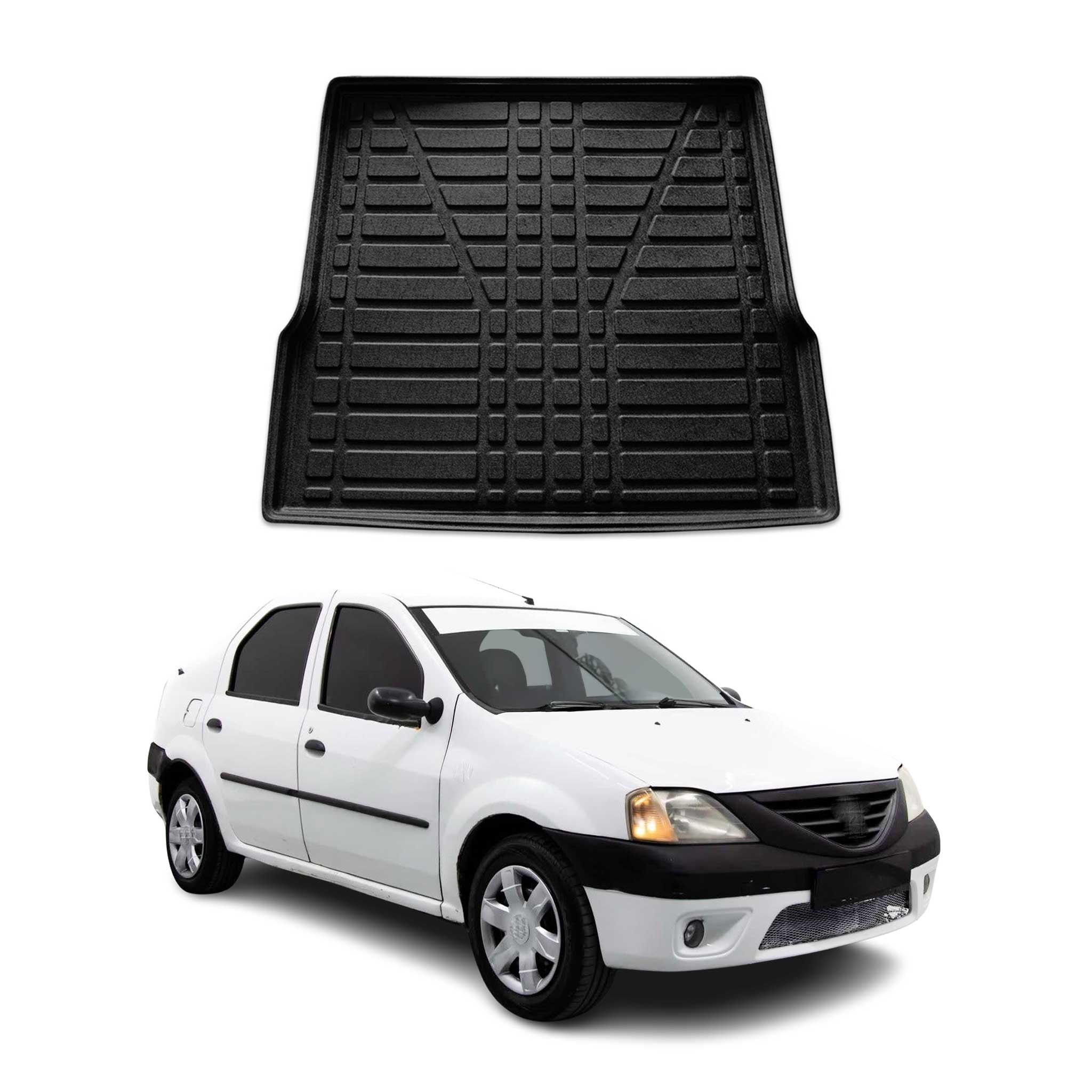 Tapis de Coffre pour Dacia Logan Berline 2004-2012 en TPE Noir