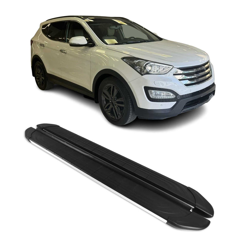 Marchepieds Latéraux pédale pour Hyundai Santa Fe 2012-2018 Alu Gris Noir 2Pcs