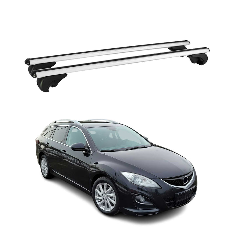 Barres de toit Transversales pour Mazda 6 Break 2007-2013 Aluminium Argent