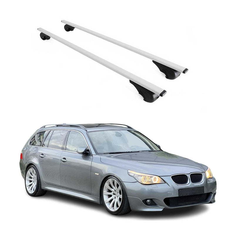 Barres de toit transversales pour BMW Série 5 E61 04-10/M5 E61 07-10 Fer Argent