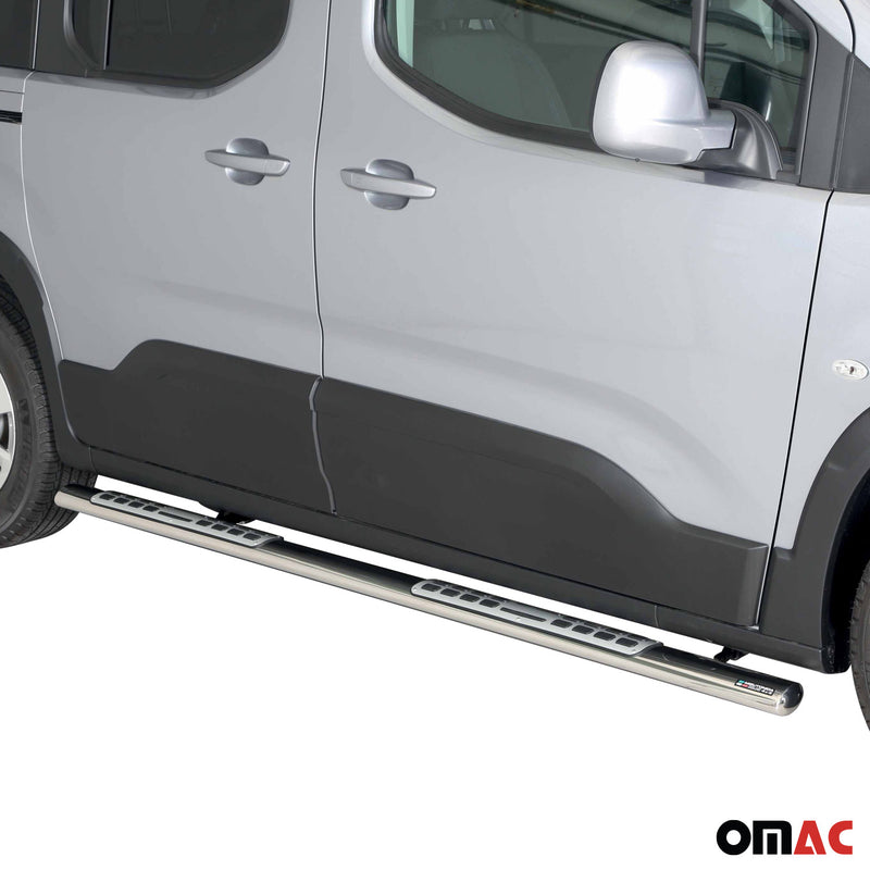 Marchepieds Latéraux pour Peugeot Rifter 2018-2025 Acier Inoxy Argent