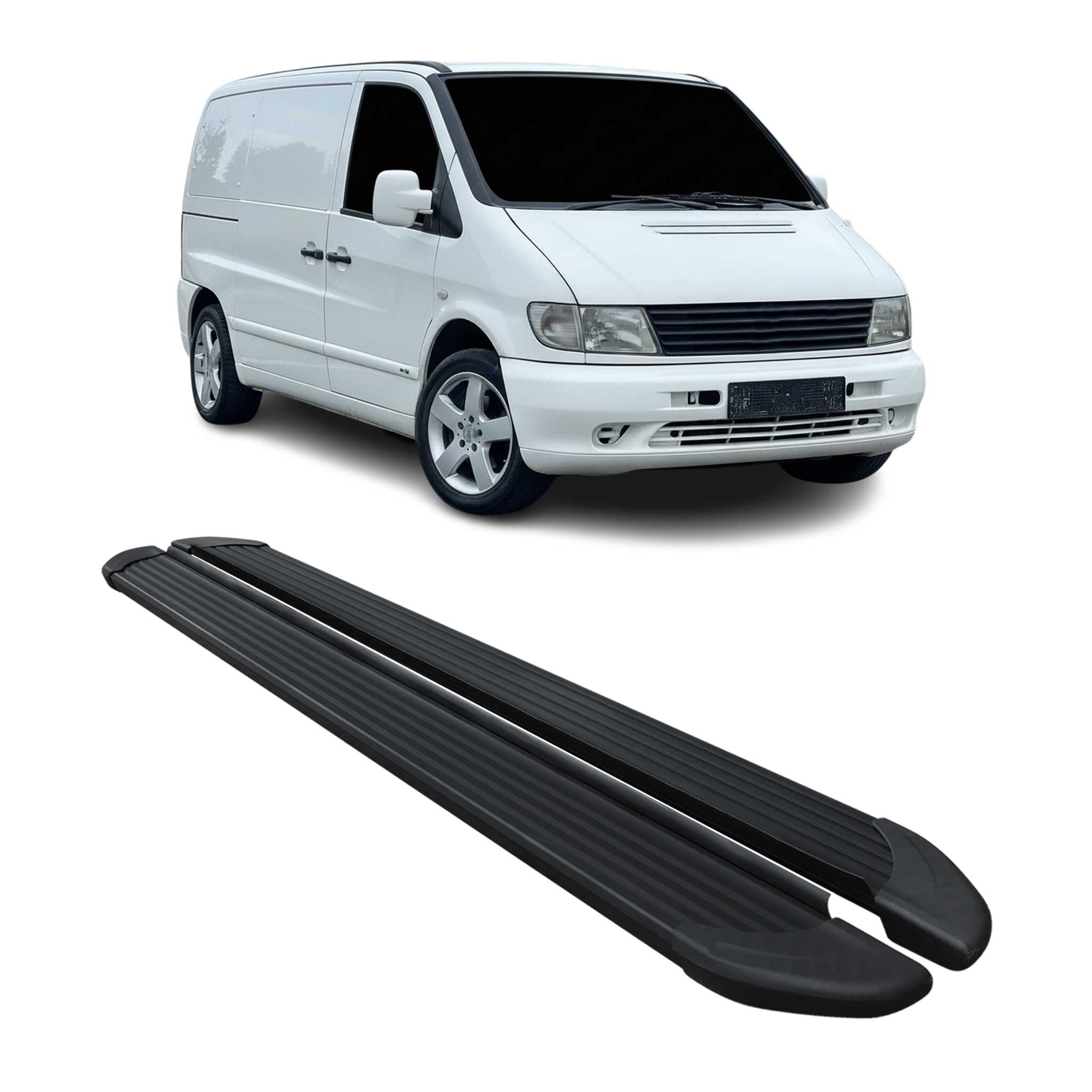 Marchepieds Latéraux Pédale pour Mercedes Vito 1996-03 L1/L2 Aluminium Noir