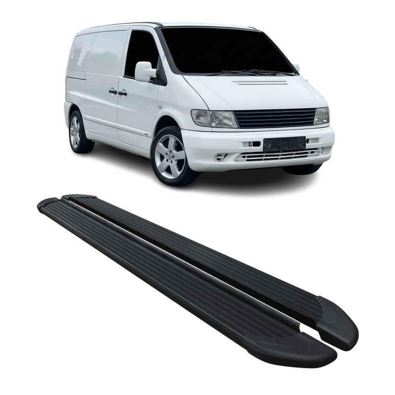 Marchepieds Latéraux Pédale pour Mercedes Vito 1996-03 L1/L2 Aluminium Noir