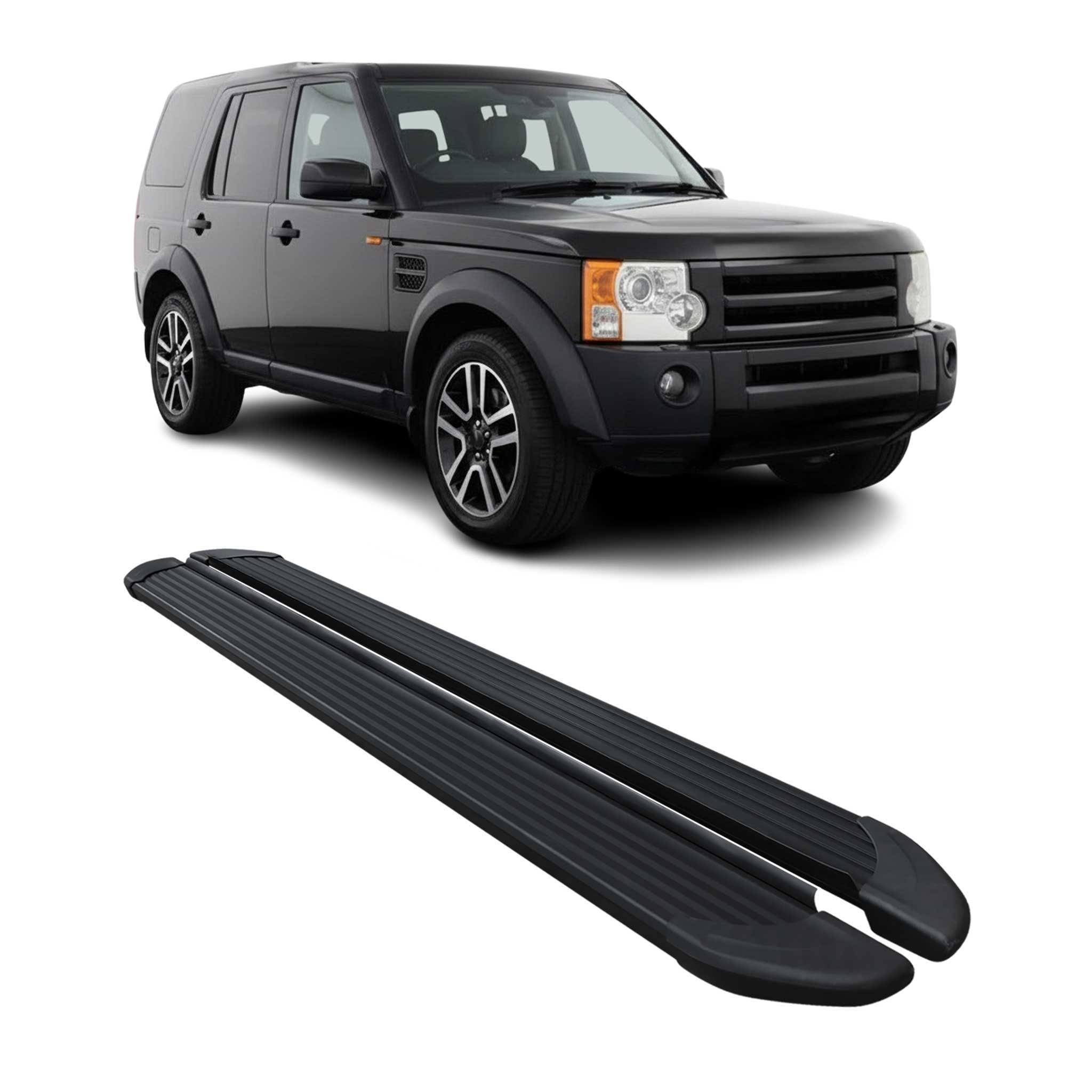 Marchepieds Latéraux pour Land Rover Discovery III 2004-2009 Noir Aluminium 2x