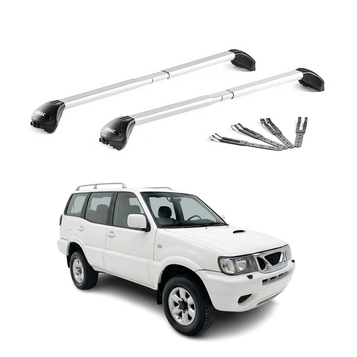 Barres de toit pour Nissan Terrano II R20 1993-2005 Gris Argenté 2 pièces ABE