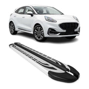 Marchepieds Latéraux pour Ford Puma 2019-2026 Aluminium Argent Noir 2 Pcs