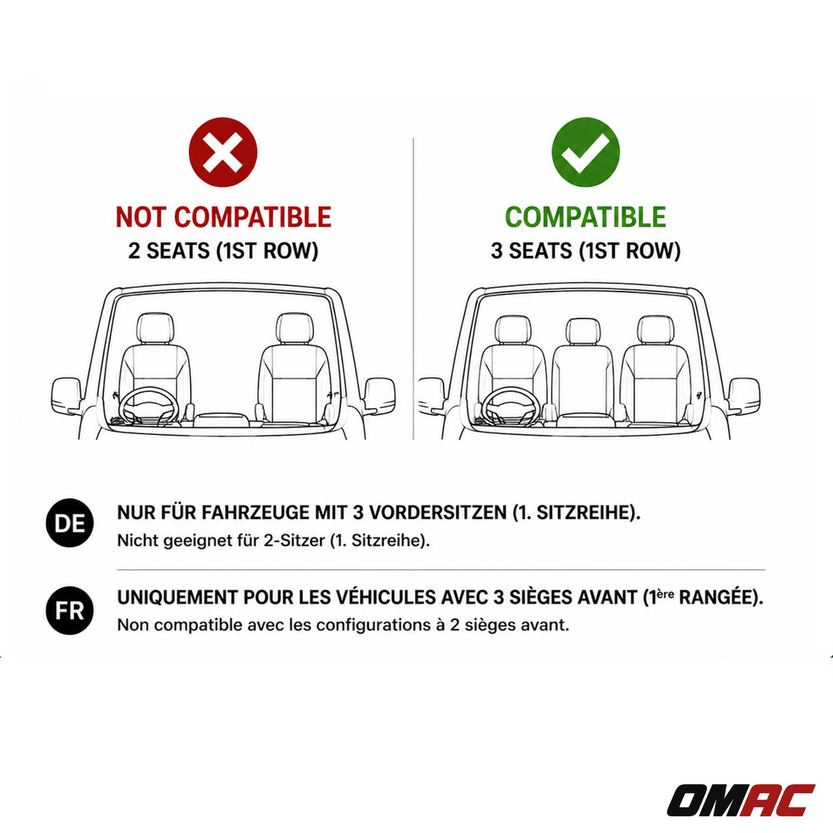 OMAC Tapis de sol pour Ford Transit 2014-2024 en caoutchouc Noir