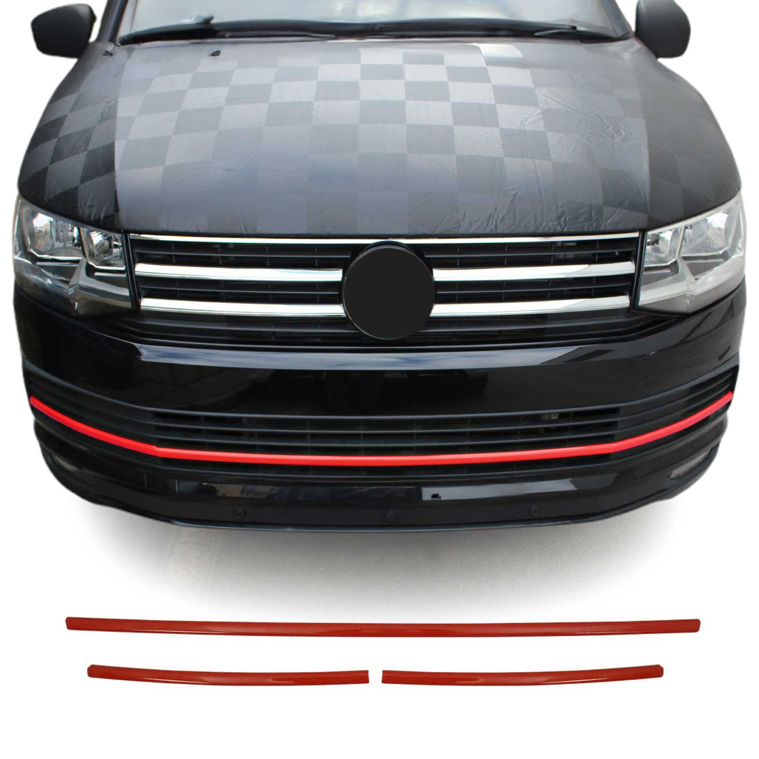 Moulure de Grille de Calandre pour VW T6 Transporter 2015-2019 Highline Rouge 3x