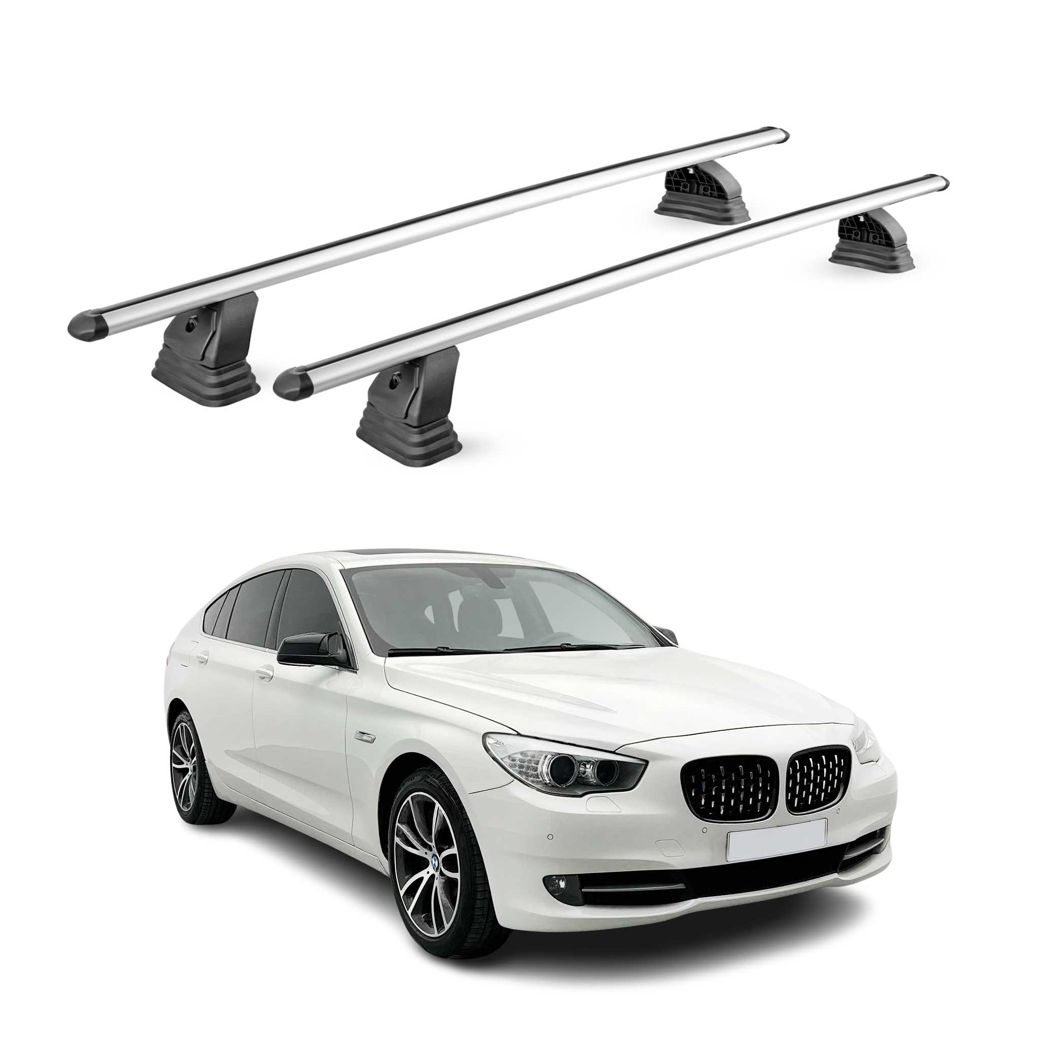 Barres de toit transversales Alu pour Bmw Serie 5 GT F07 2009-2017 TÜV Gris 2Pcs