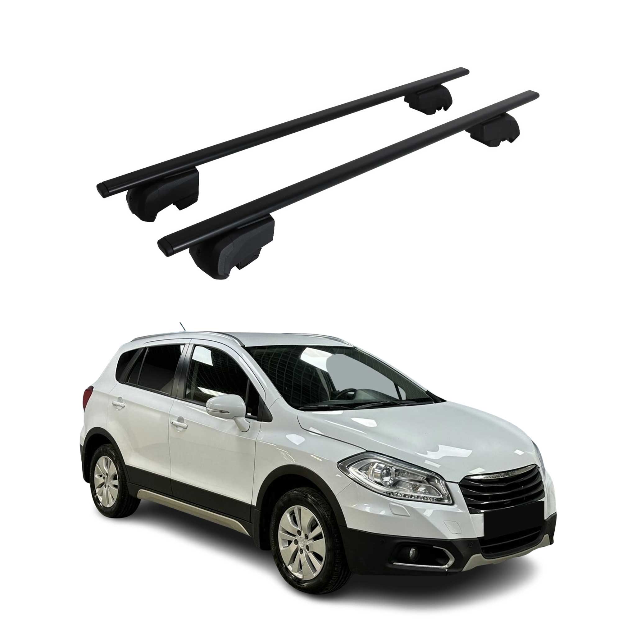 Barres de toit Transversales pour Suzuki SX-4 S-Cross 2013-2023 Fer Noir ABE