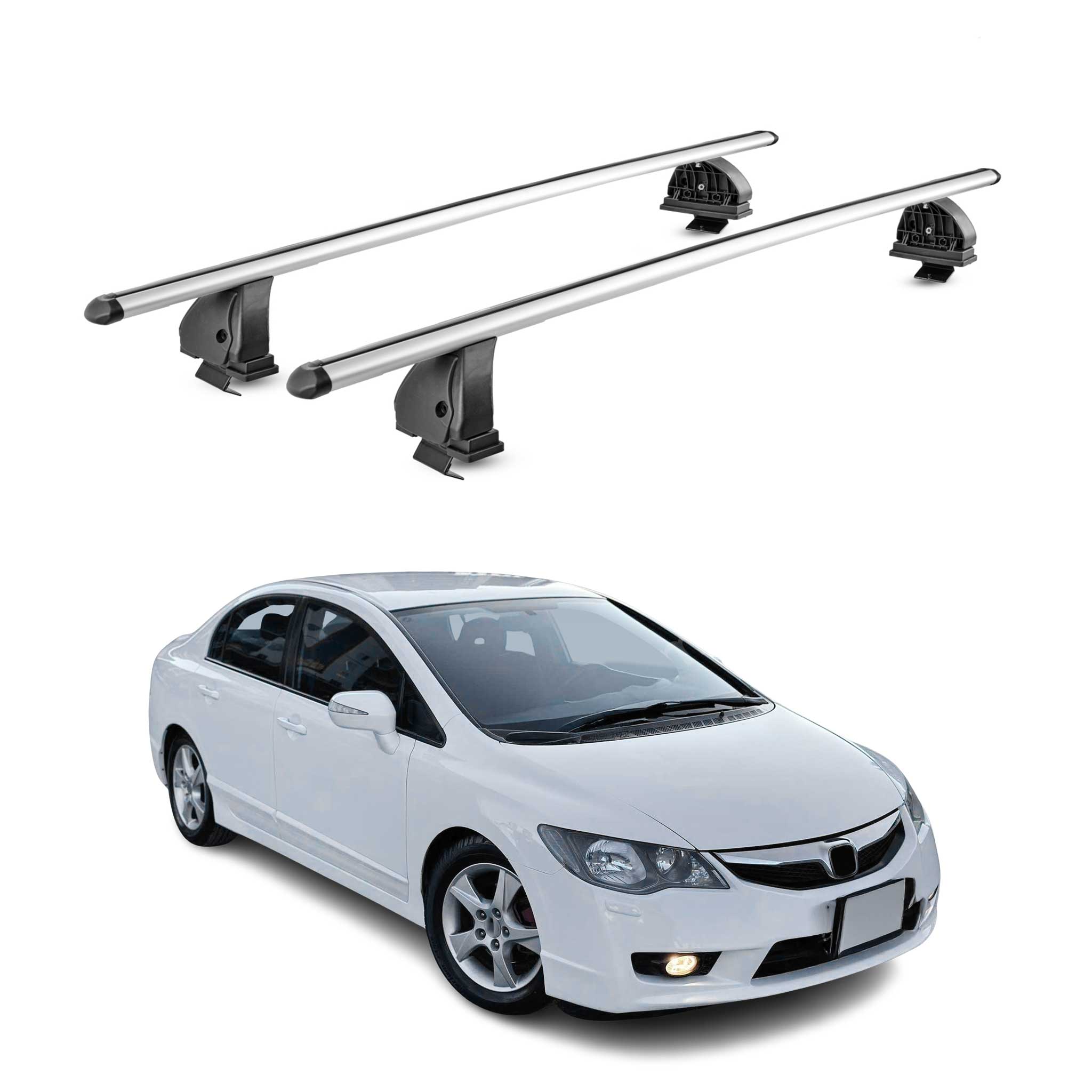 Barres de toit transversales Alu pour Honda Civic VIII HB 2005-2012 TÜV Gris 2x