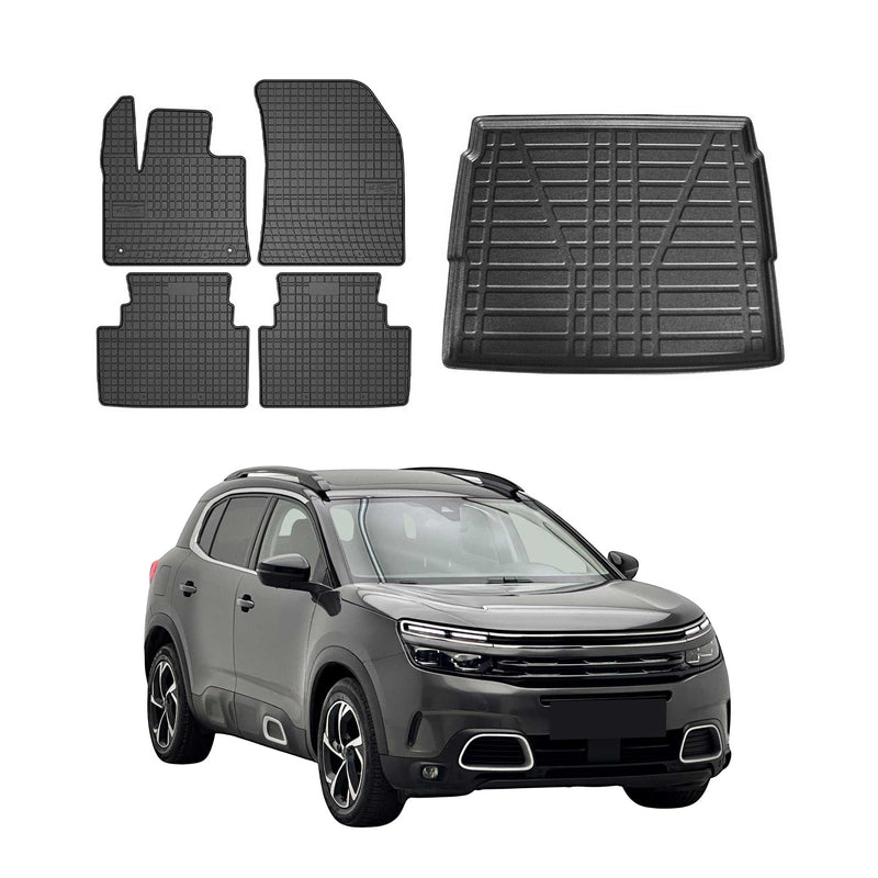 Kit Tapis de sol et coffre pour Citroen C5 Aircross 2017-2025 TPE Noir