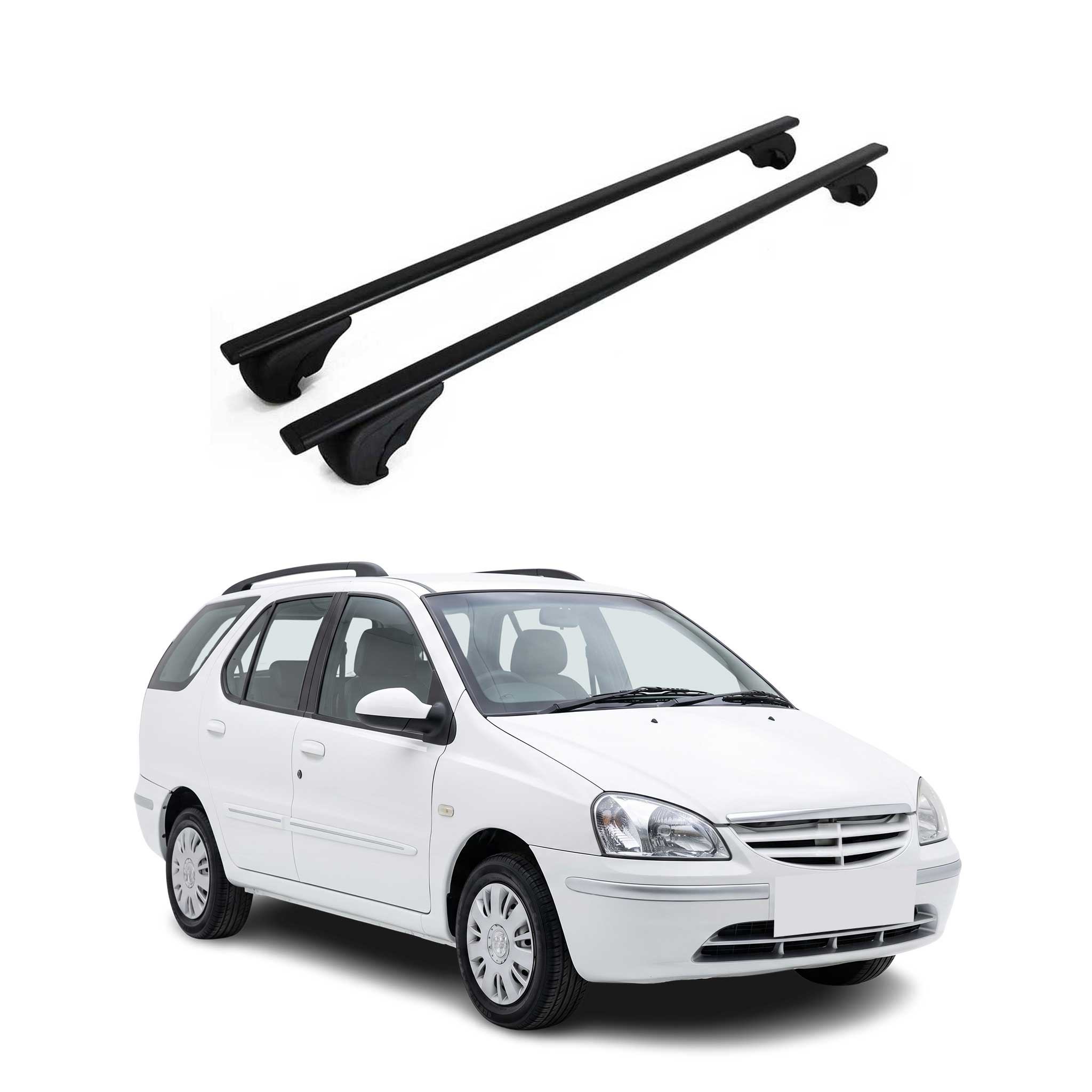 Barres de toit Transversales pour Tata Indigo I Break 2002-2009 Aluminium Noir
