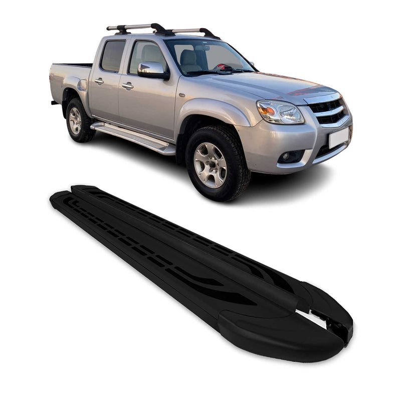 Marchepieds Latéraux pédale pour Mazda BT-50 Double Cab 2012-2020 Alu Noir 2Pcs