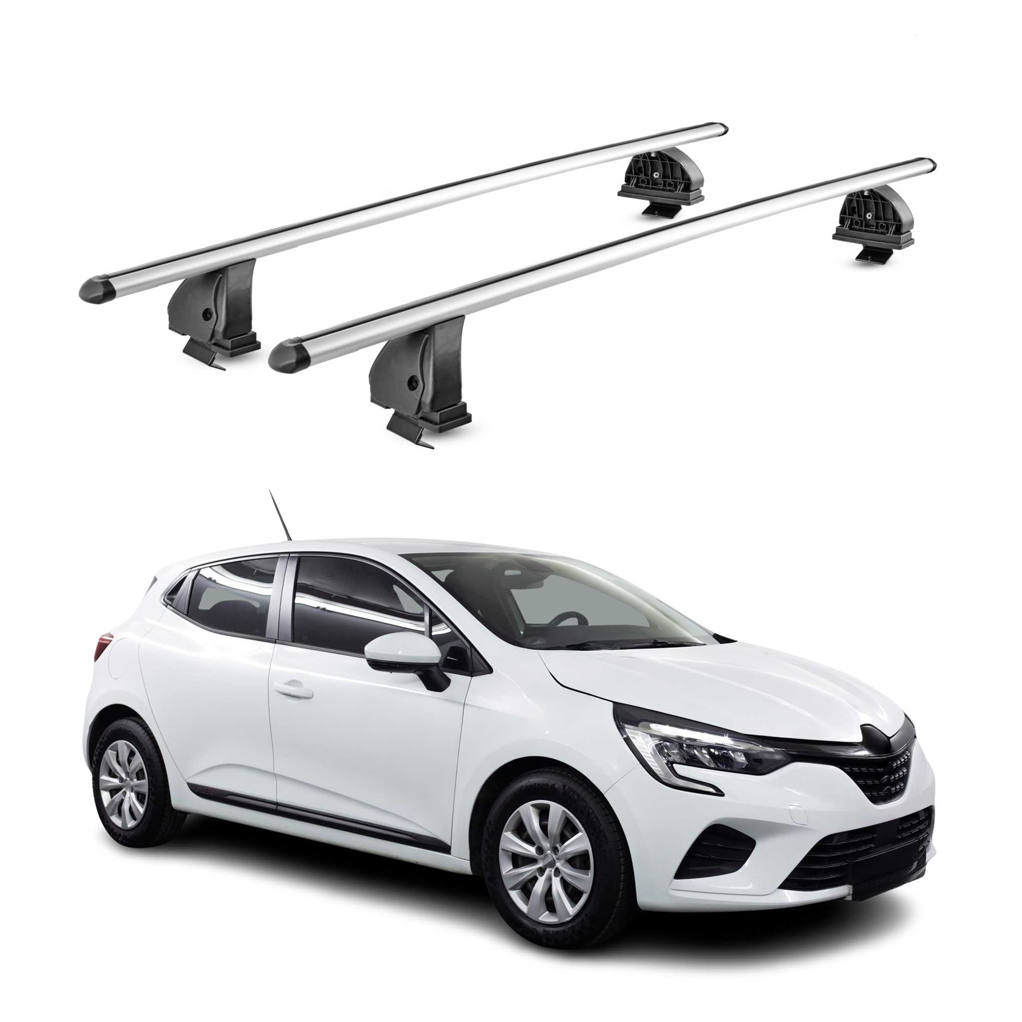 Barres de toit transversales Alu pour Renault Clio V 2019-2026 TÜV 75 kg Gris 2x