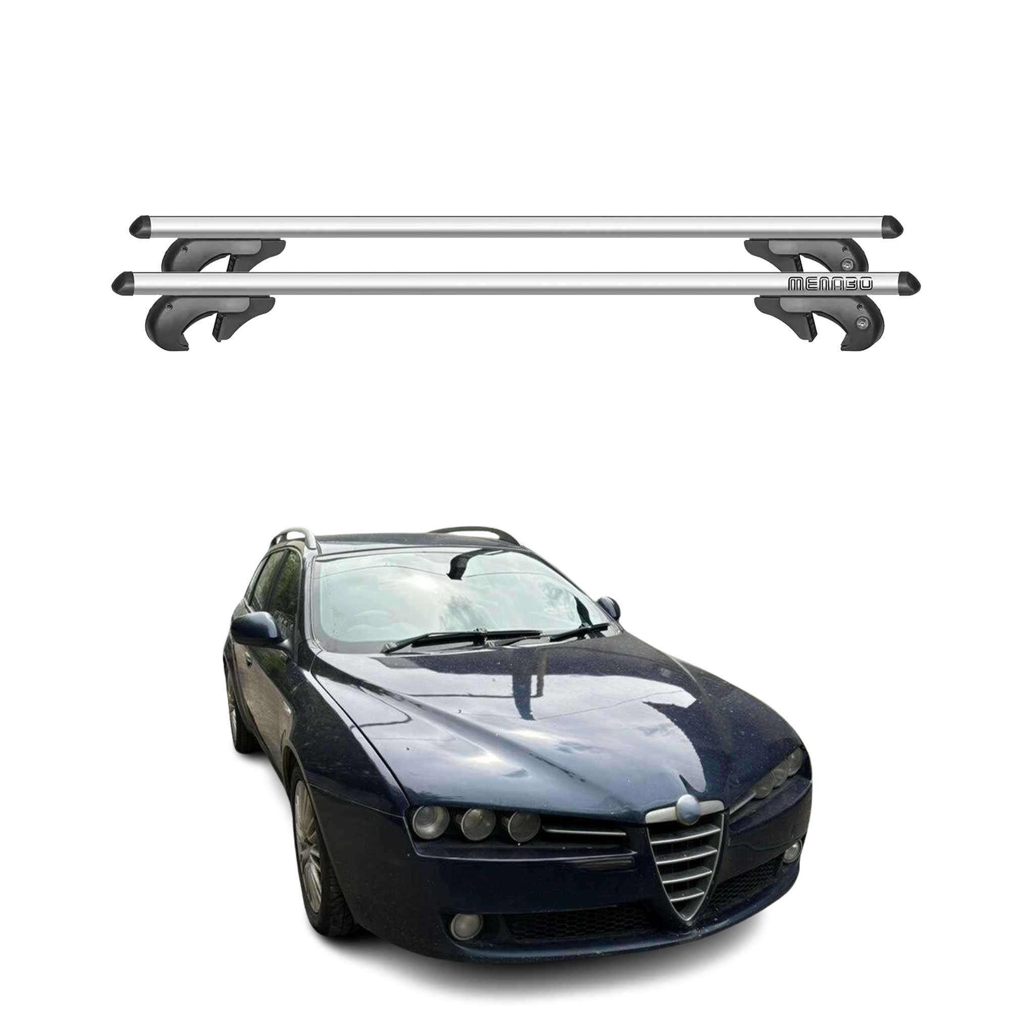 Barres de toit transversales pour Alfa Romeo 159 SportBreak 2006-2013 Alu Gris