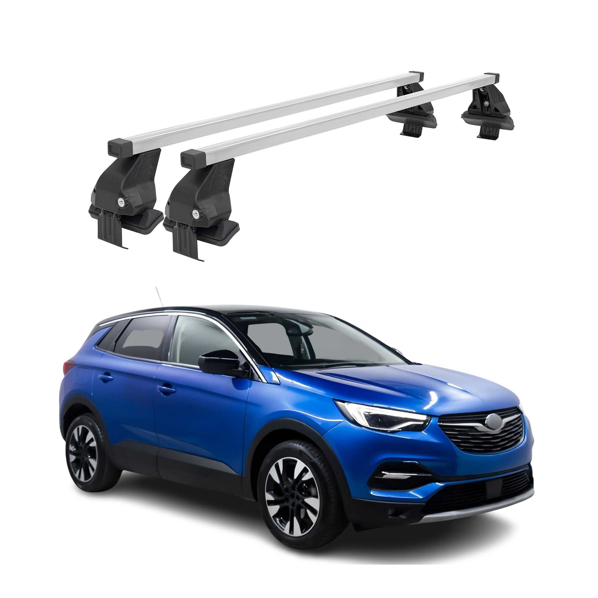 Barres de toit transversales pour Opel Grandland X 2017-2024 Acier Gris