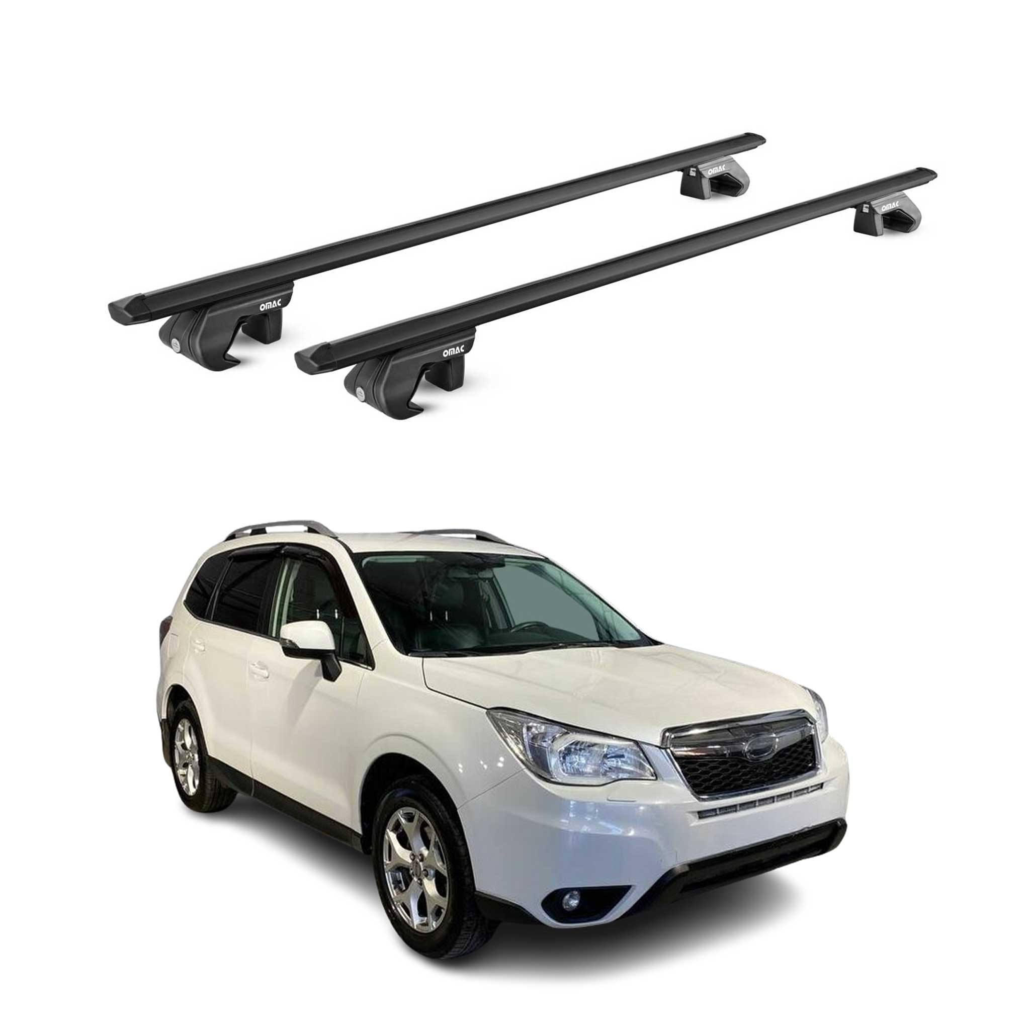 Barres de toit transversales pour Subaru Forester IV 2013-2018 Alu Noir 2x ABE