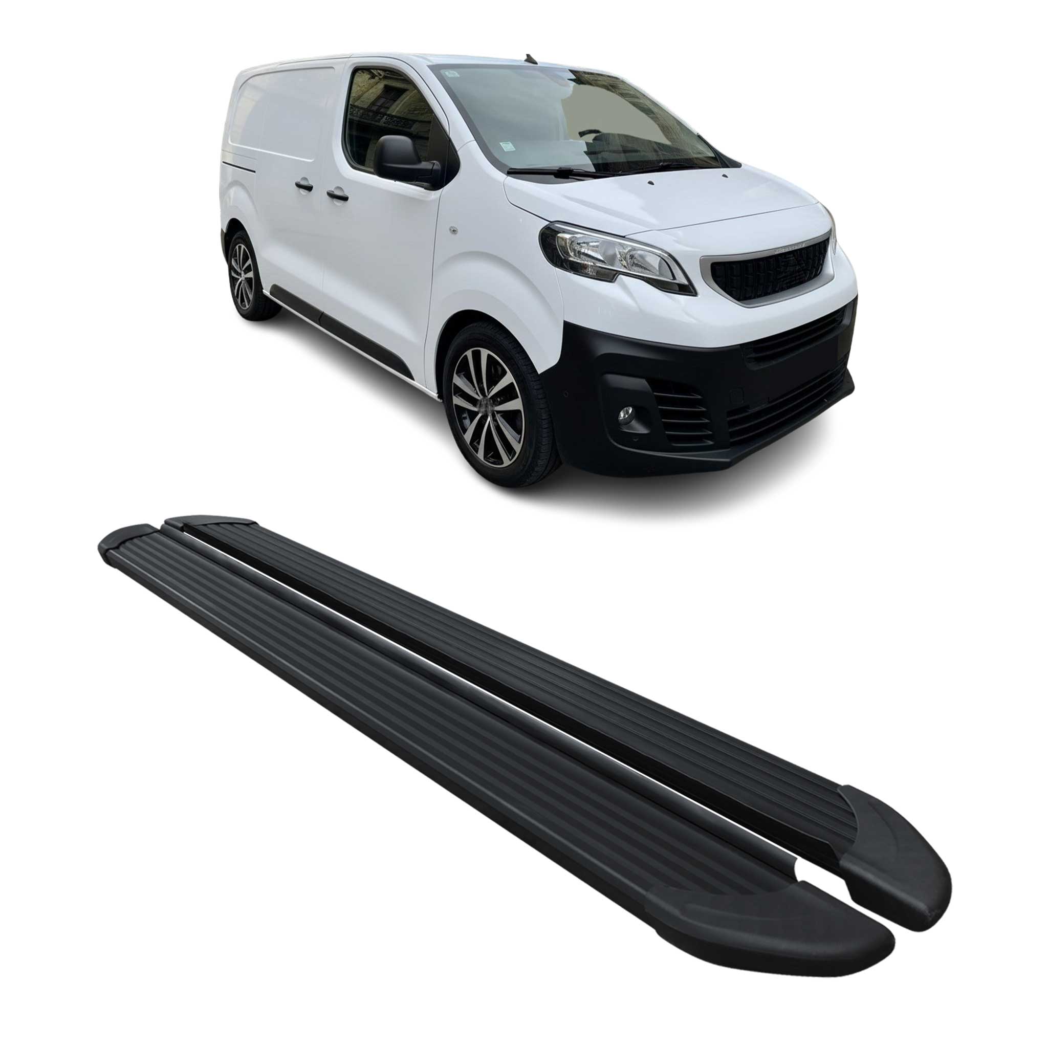 Marchepieds Latéraux pour Peugeot Expert Traveller 2016-2026 Noir Alu L1 Court