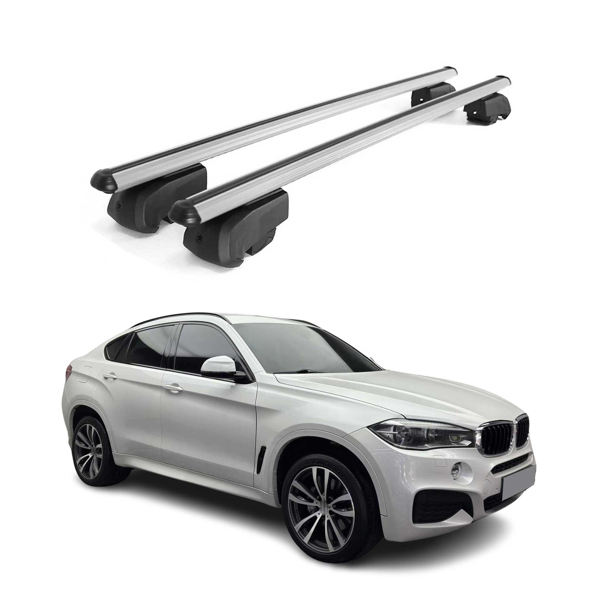 Barres de toit transversales pour BMW X6 F16 F86 2014-2019 Aluminium Gris 2Pcs
