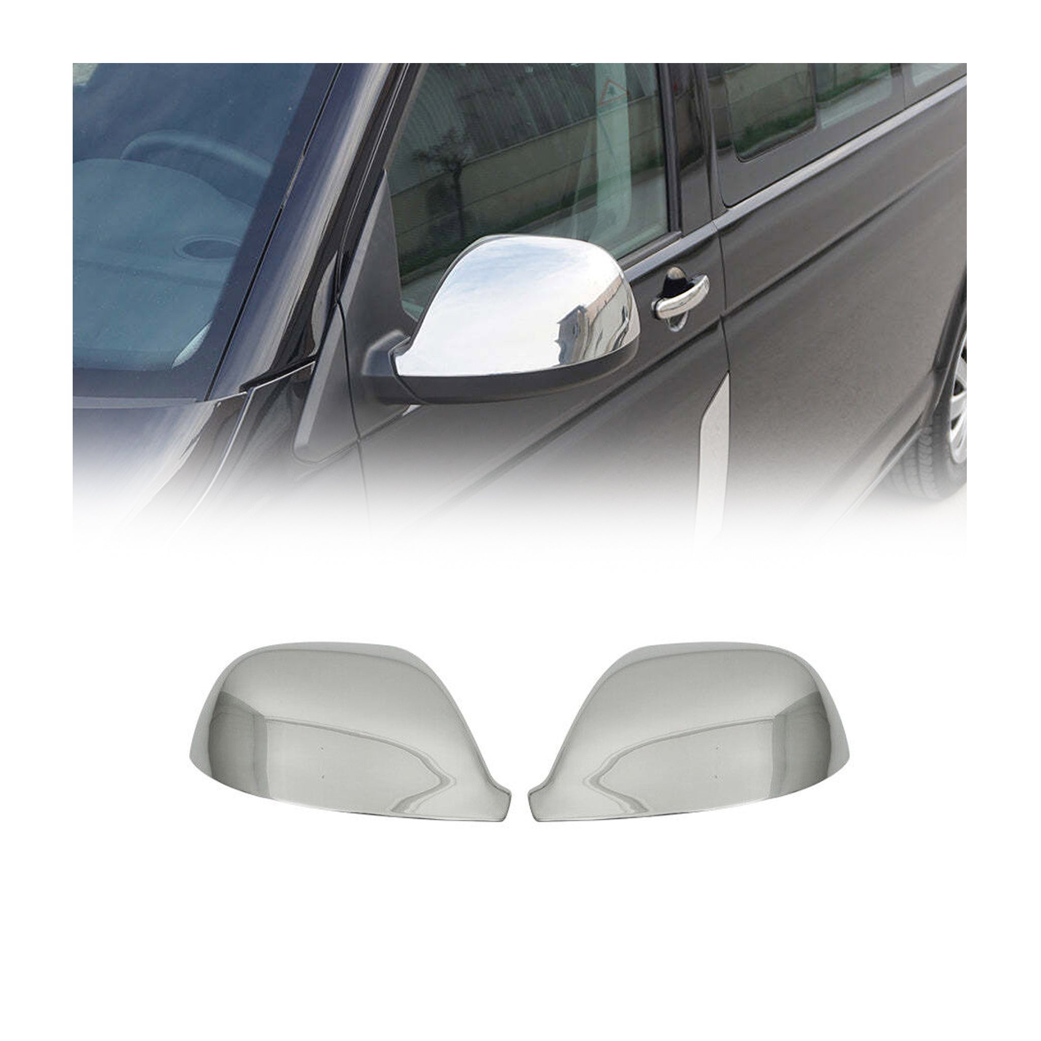 Coques de Rétroviseurs pour VW Amarok 2010-2020 en Acier Inoxy ABS Chromé Argent