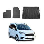 Kit Tapis de sol et coffre pour Ford Tourneo Courier 2014-2024 TPE Noir