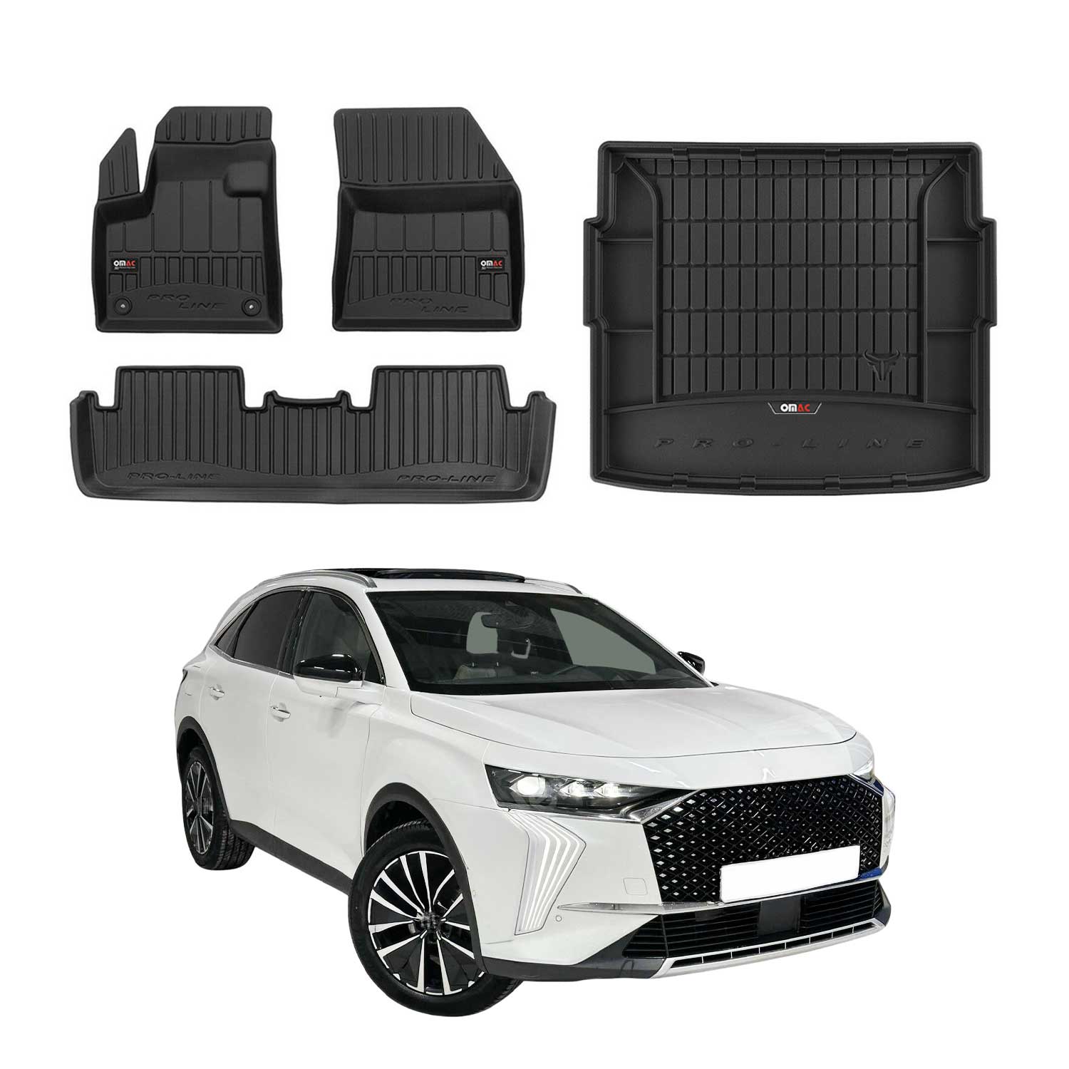 Kit Tapis de Sol et Coffre pour DS7 Crossback / DS 7 2017-2026 TPE Noir