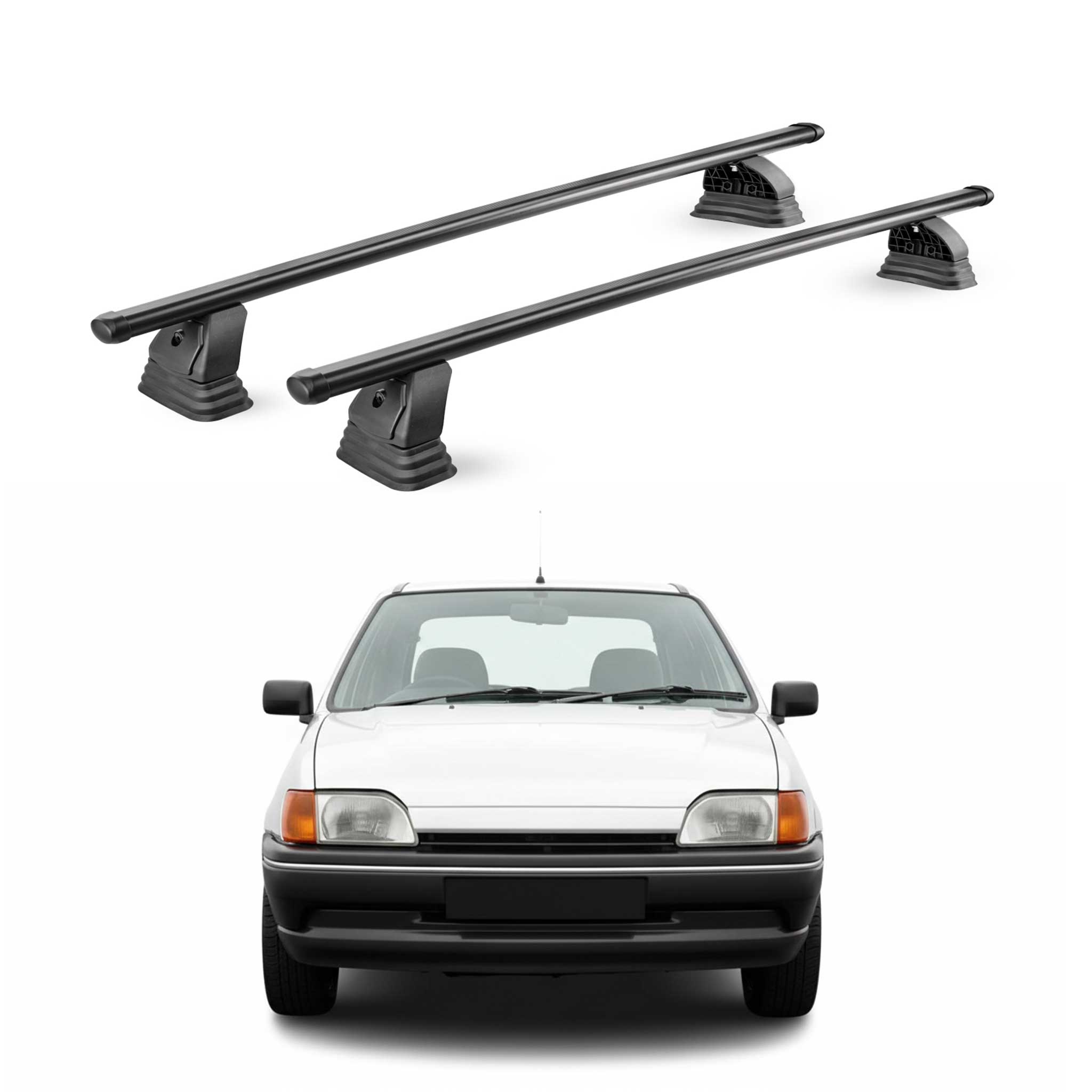 Barres de toit transversales acier pour Ford Fiesta III 1989-97 3Portes Noir 2x