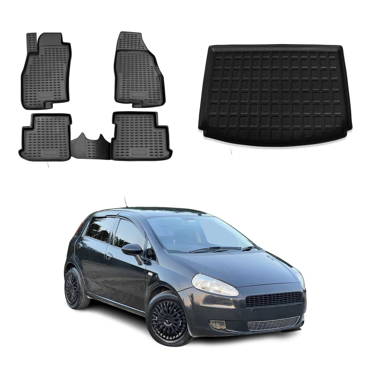 OMAC Kit Tapis de Sol et Coffre pour Fiat Grande Punto 2005-2009