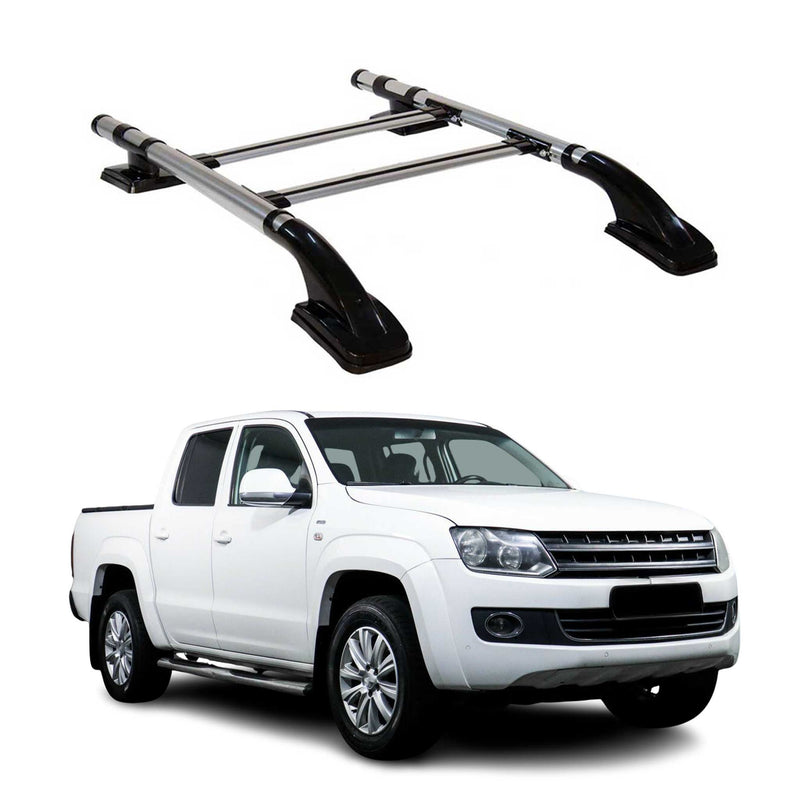KIT Barres de toit trans+long pour VW Amarok Double Cab  2010-2024 Alu Gris