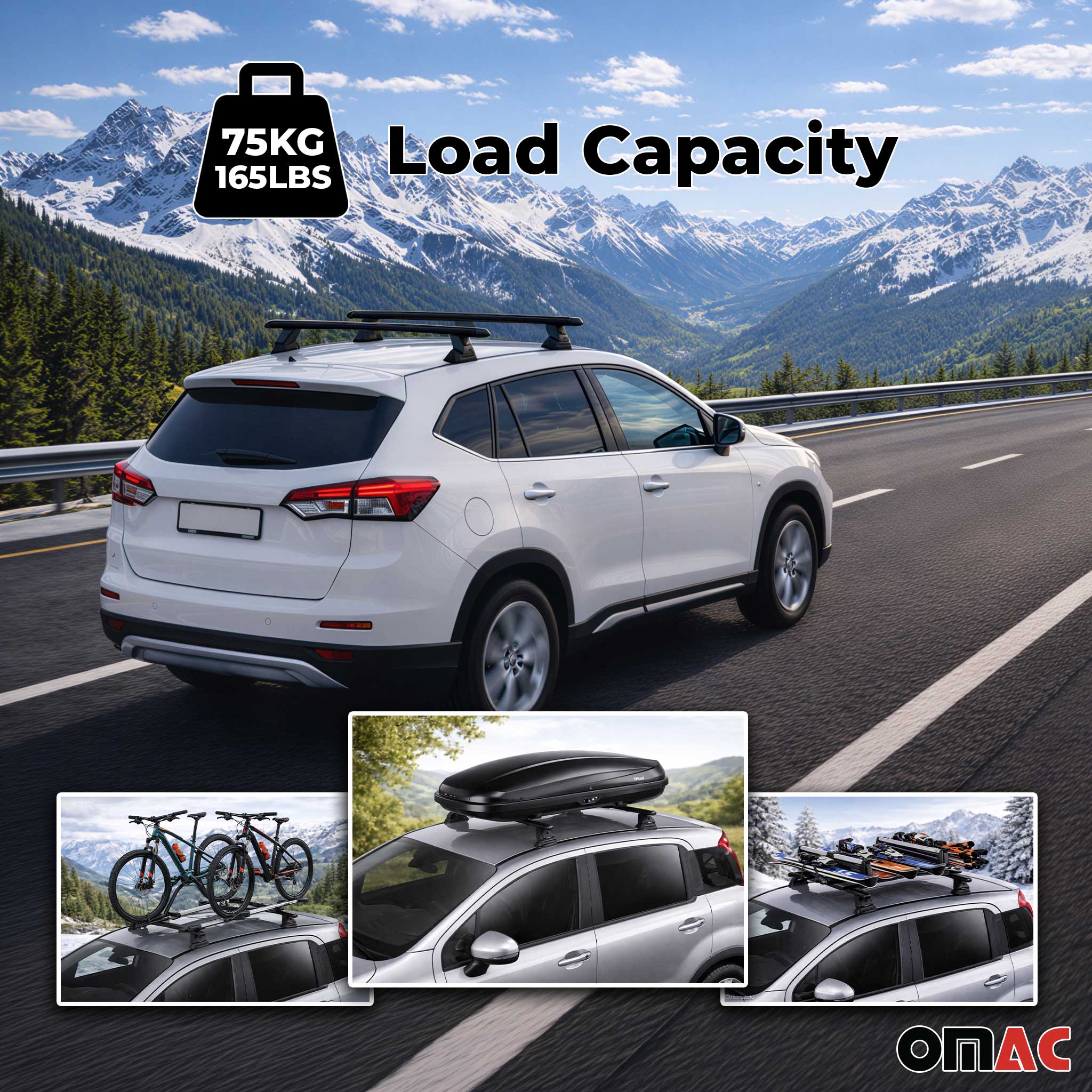 Barres de toit transversales acier pour Dacia Sandero I 2008-2012 TÜV Noir 2Pcs