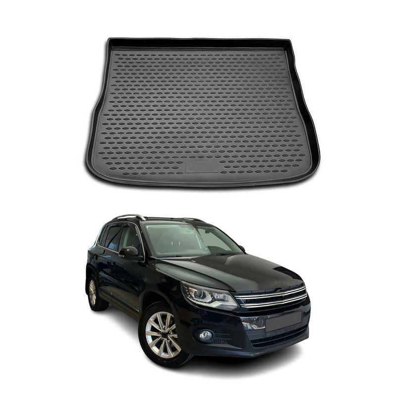 OMAC Tapis De Coffre pour VW Tiguan 2007-2017 en caoutchouc Noir