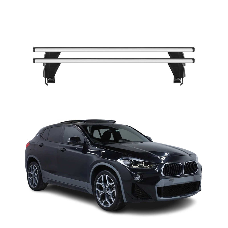 Menabo Barres de toit transversales pour BMW X2 F39 2018-2023 Alu Gris 2x