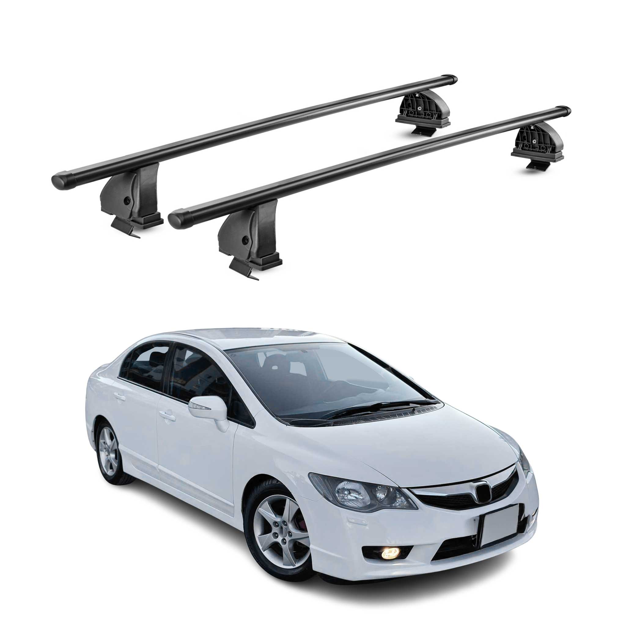 Barres de toit transversales acier pour Honda Civic VIII HB 2005-2012 Noir 2Pcs