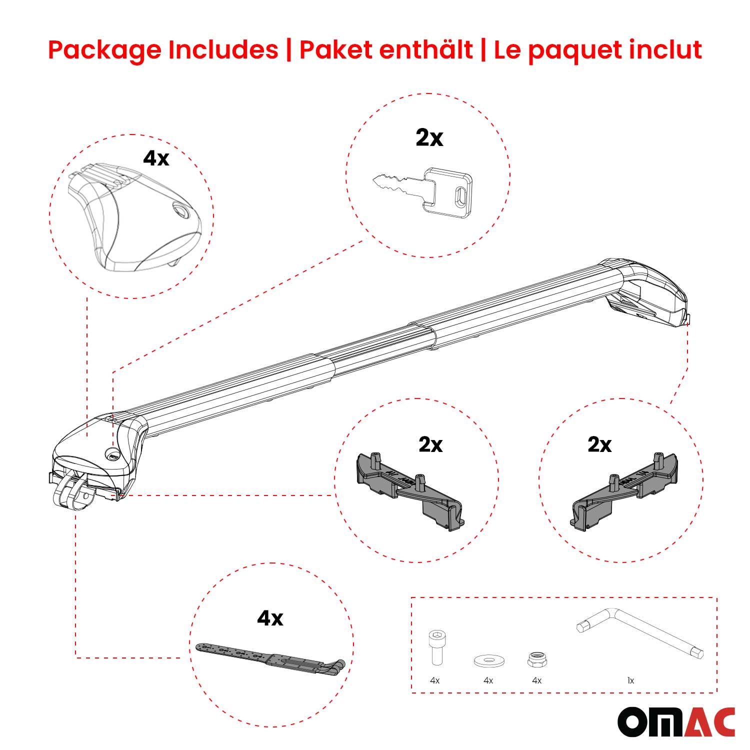 Barres de toit transversales pour Jaguar F-Pace 2016-2025 Aluminium Gris 2x ABE