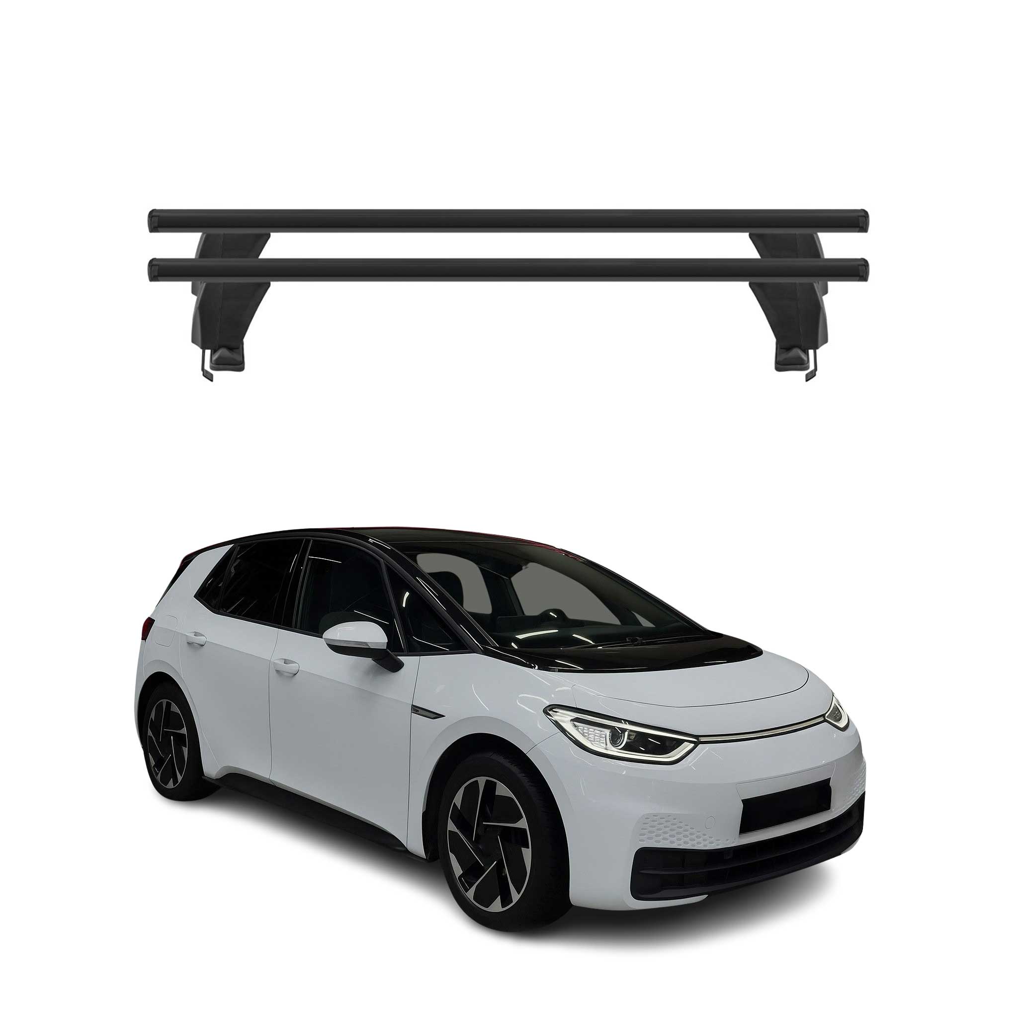 Menabo Barres de toit transversales pour VW ID 3 2019-2025 Alu Noir 2x