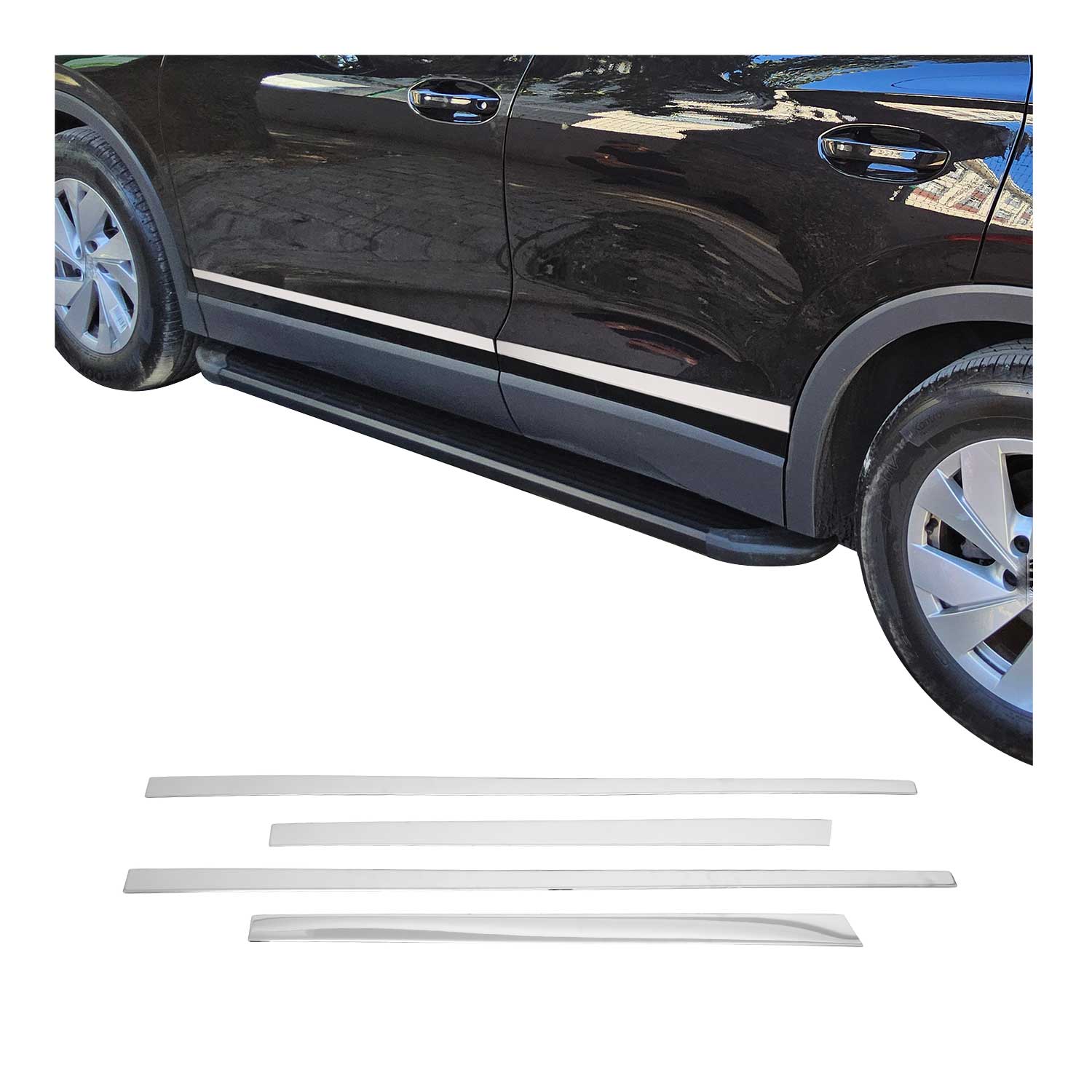 Garniture baguette de porte latérale pour VW Tiguan 2024-2025 inox chromé 4Pcs