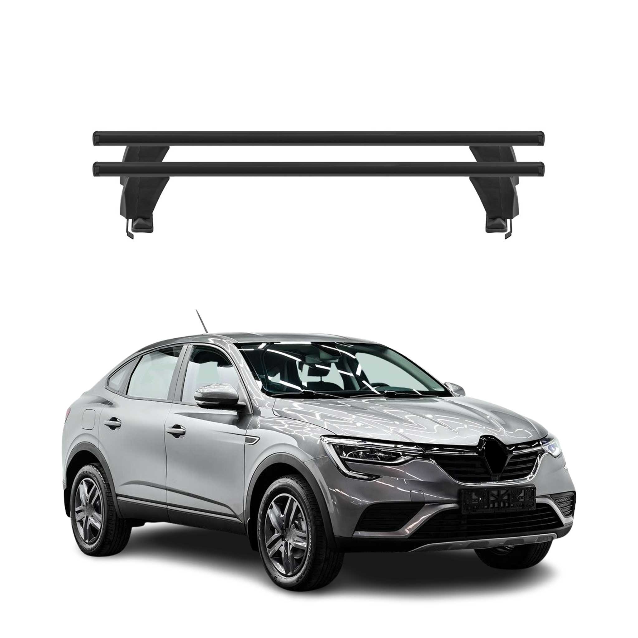 Menabo Barres de toit transversales pour Renault Arkana 2019-2026 Alu Noir 2x